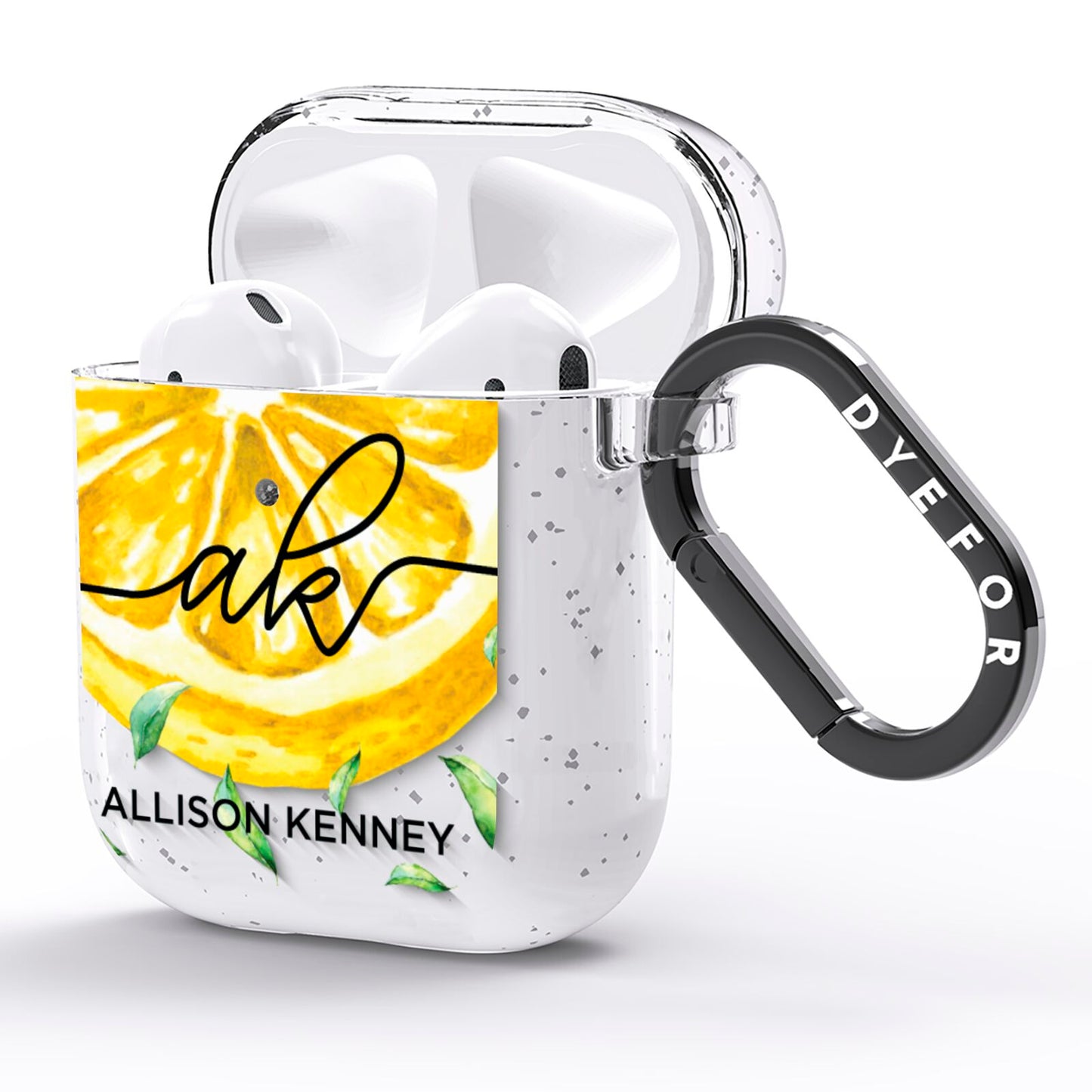 Personalised Lemon Slice AirPods Glitter Case Side Image