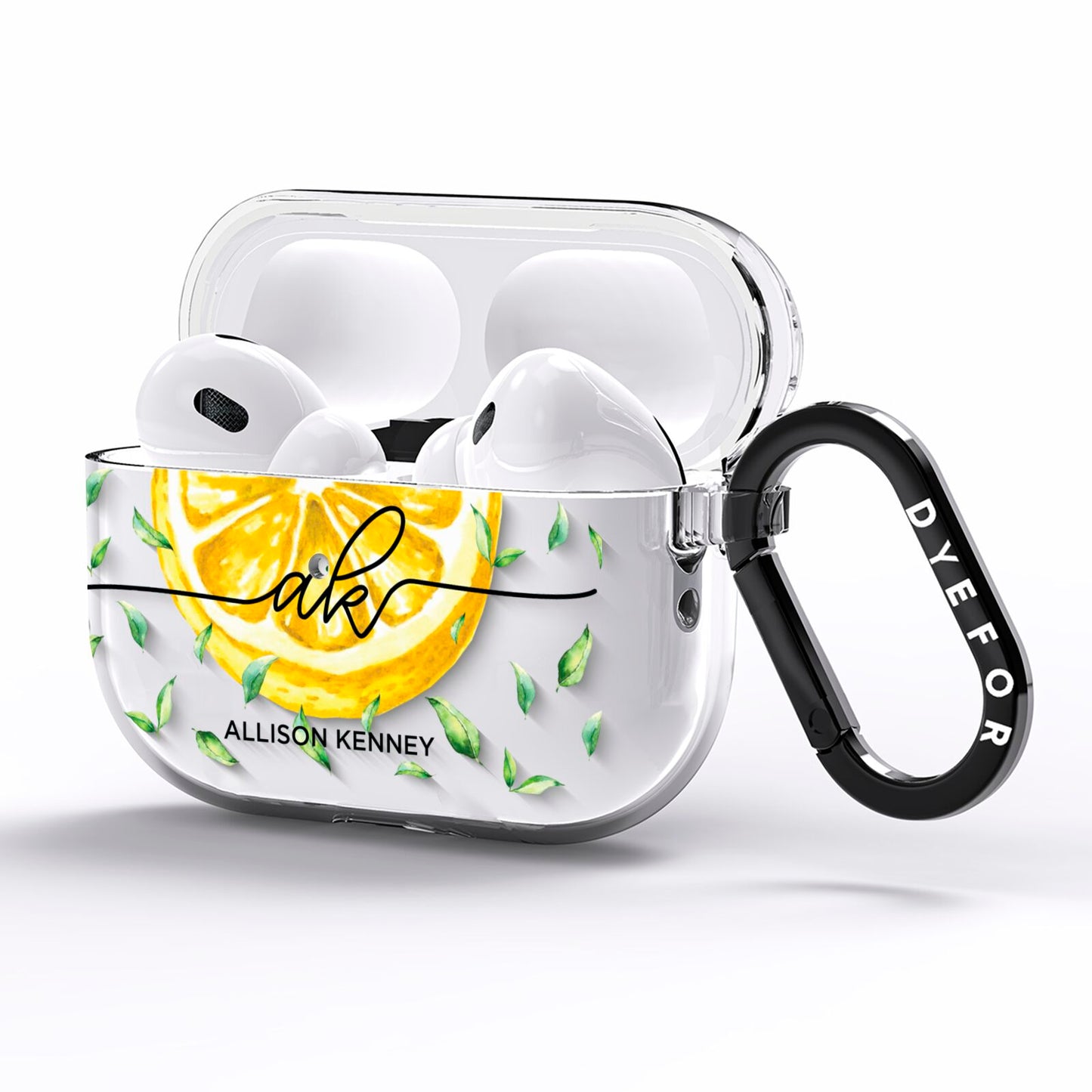 Personalised Lemon Slice AirPods Pro Clear Case Side Image