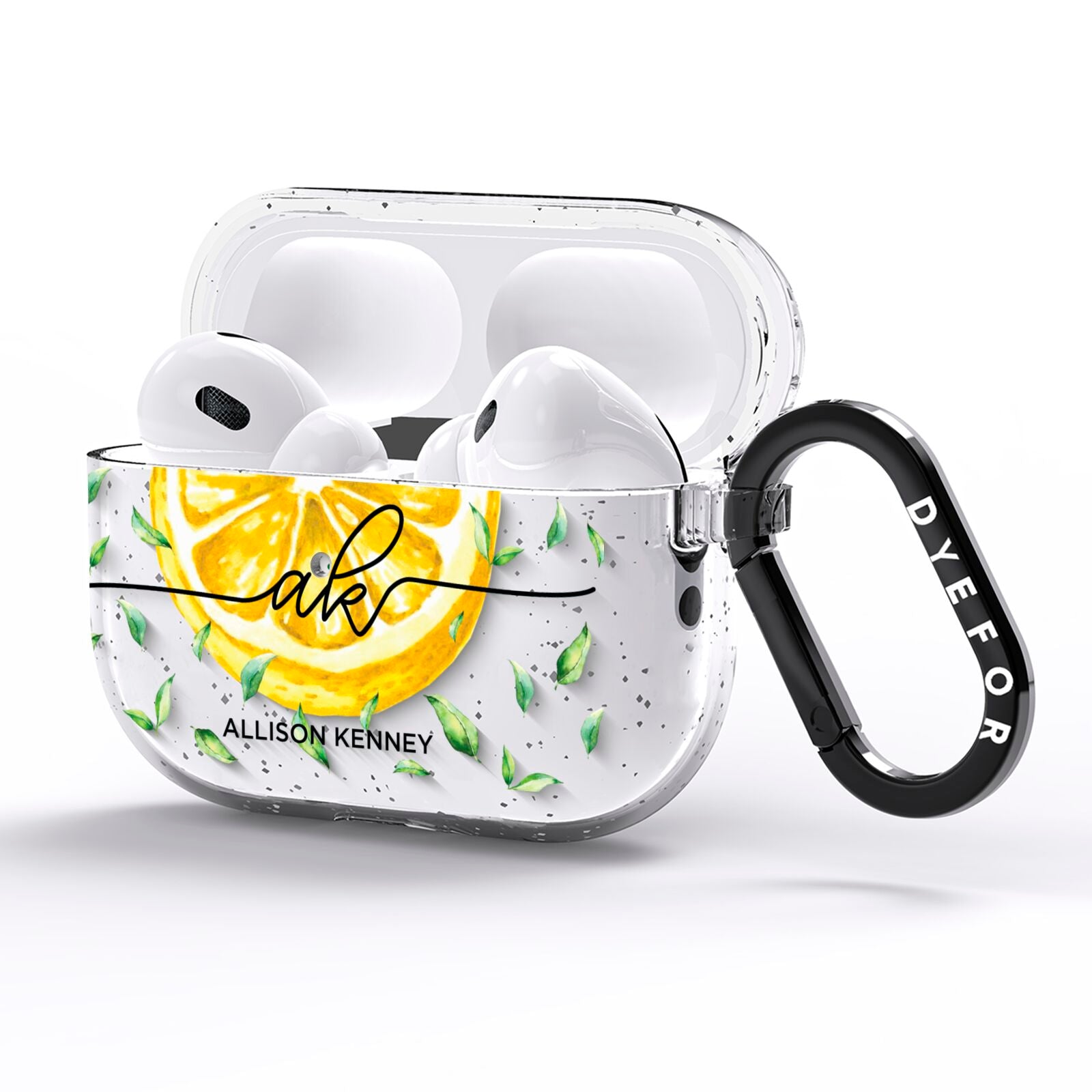 Personalised Lemon Slice AirPods Pro Glitter Case Side Image