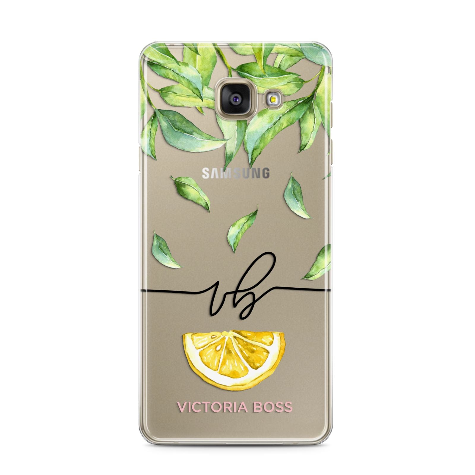 Personalised Lemon Wedge Samsung Galaxy A3 2016 Case on gold phone