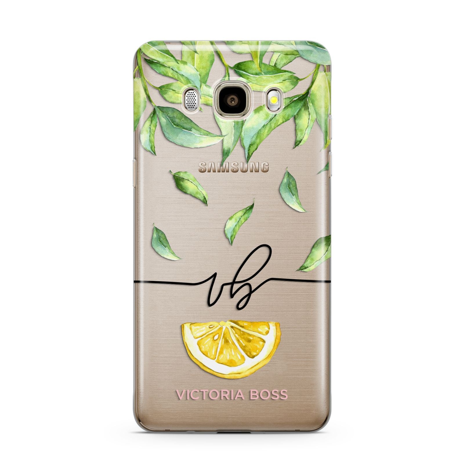 Personalised Lemon Wedge Samsung Galaxy J7 2016 Case on gold phone