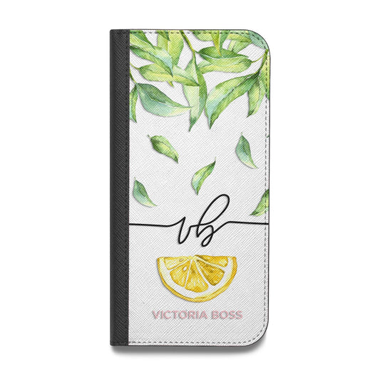 Personalised Lemon Wedge Vegan Leather Flip iPhone Case