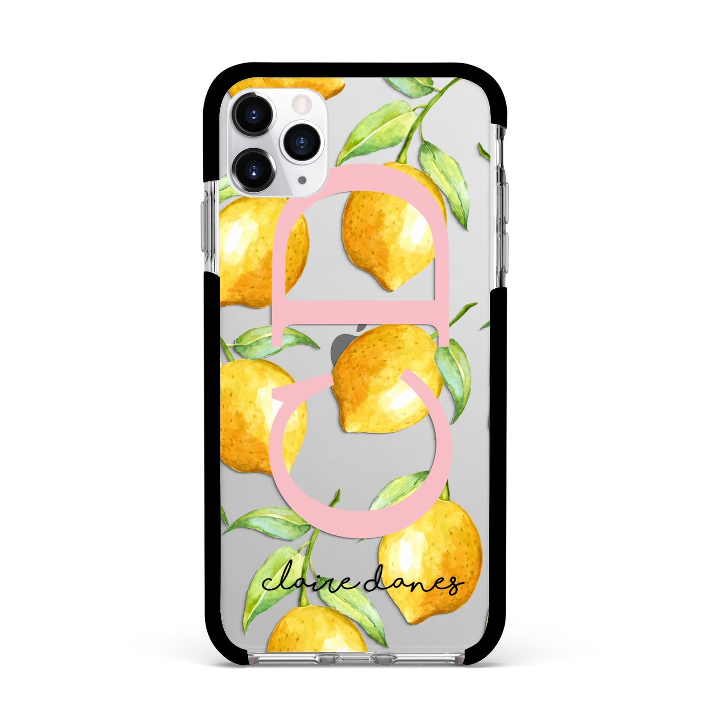 Personalised Lemons Apple iPhone 11 Pro Max in Silver with Black Impact Case