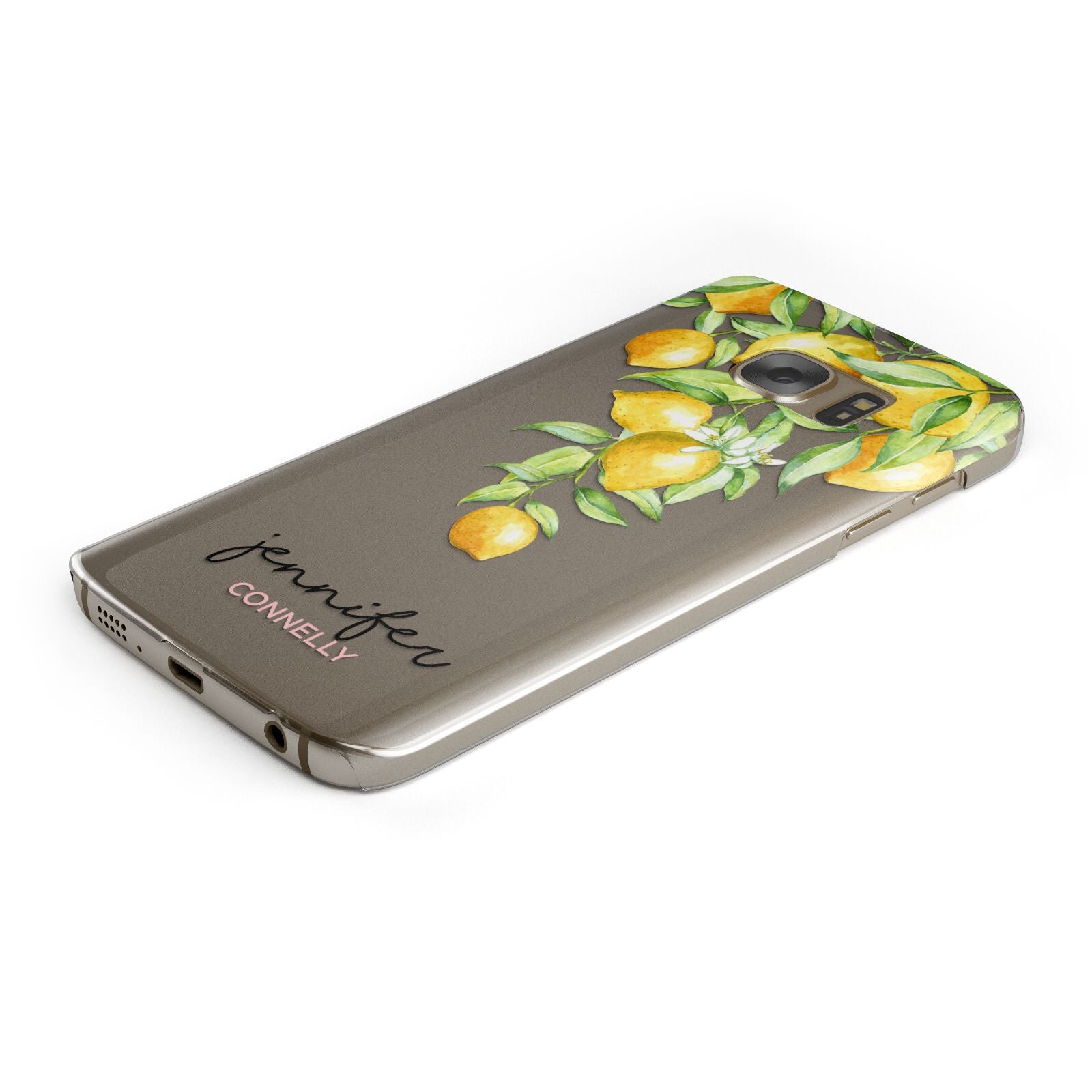 Personalised Lemons Drop Protective Samsung Galaxy Case Angled Image