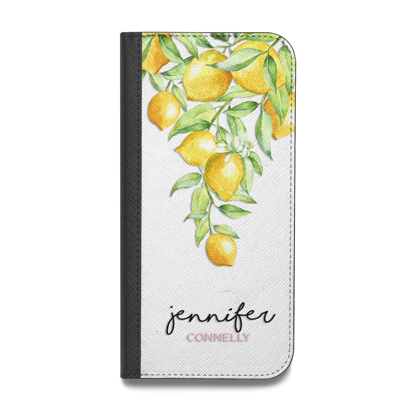 Personalised Lemons Drop Vegan Leather Flip iPhone Case