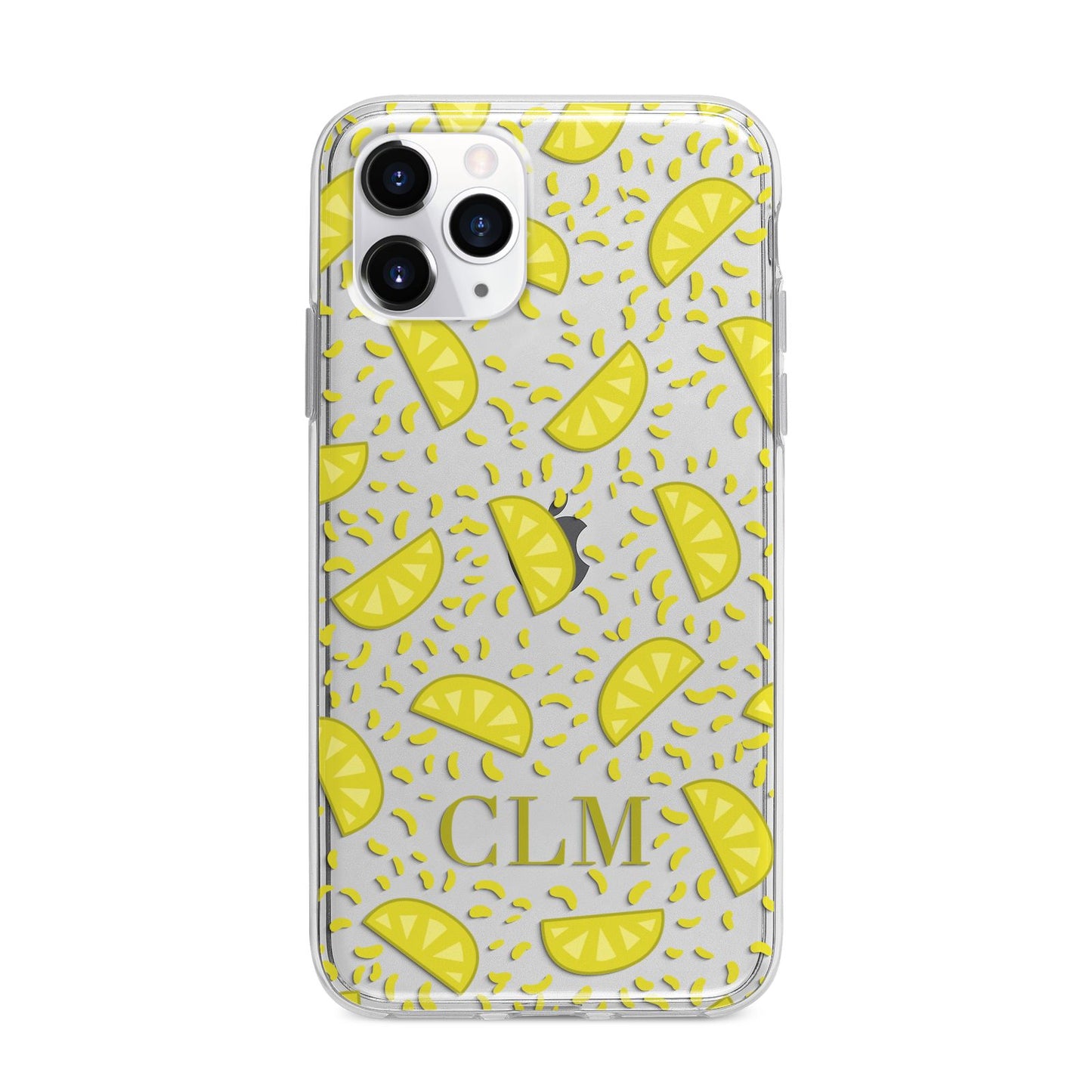 Personalised Lemons Initials Clear Apple iPhone 11 Pro Max in Silver with Bumper Case