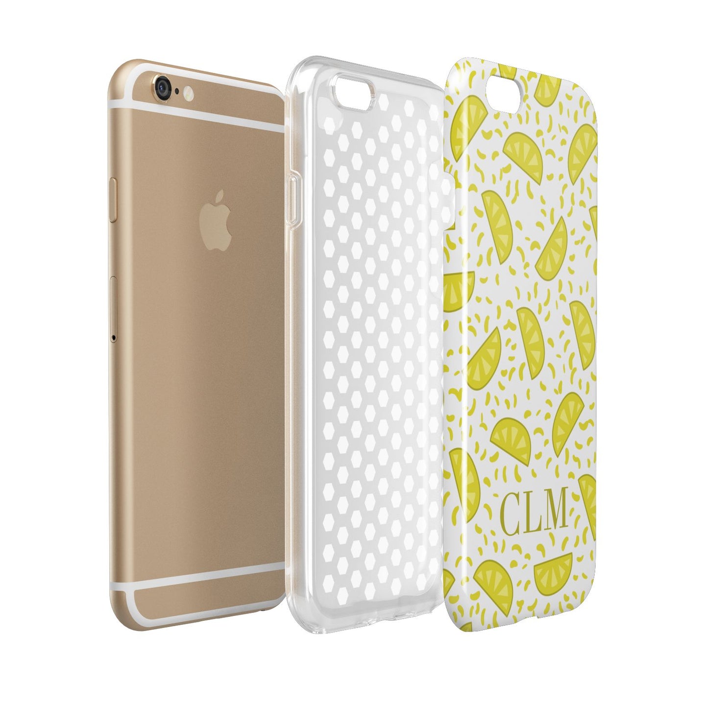 Personalised Lemons Initials Clear Apple iPhone 6 3D Tough Case Expanded view