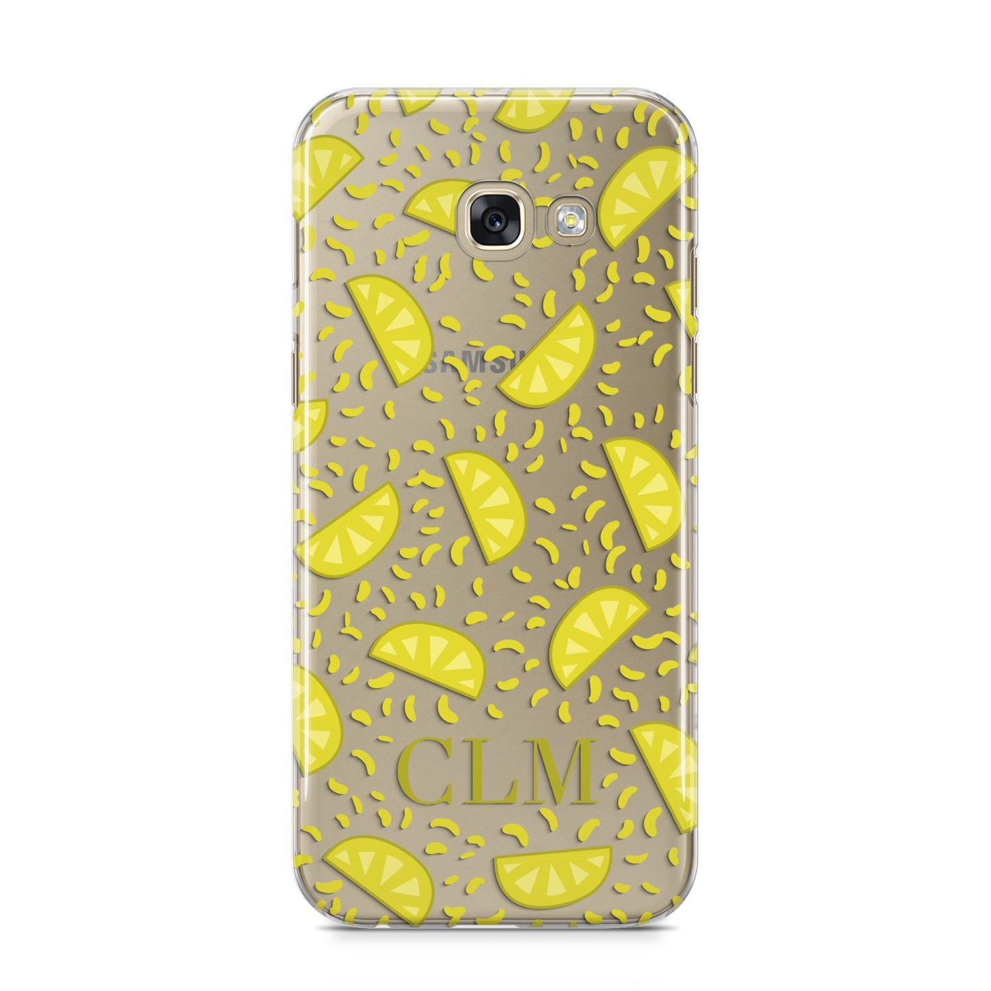 Personalised Lemons Initials Clear Samsung Galaxy A5 2017 Case on gold phone