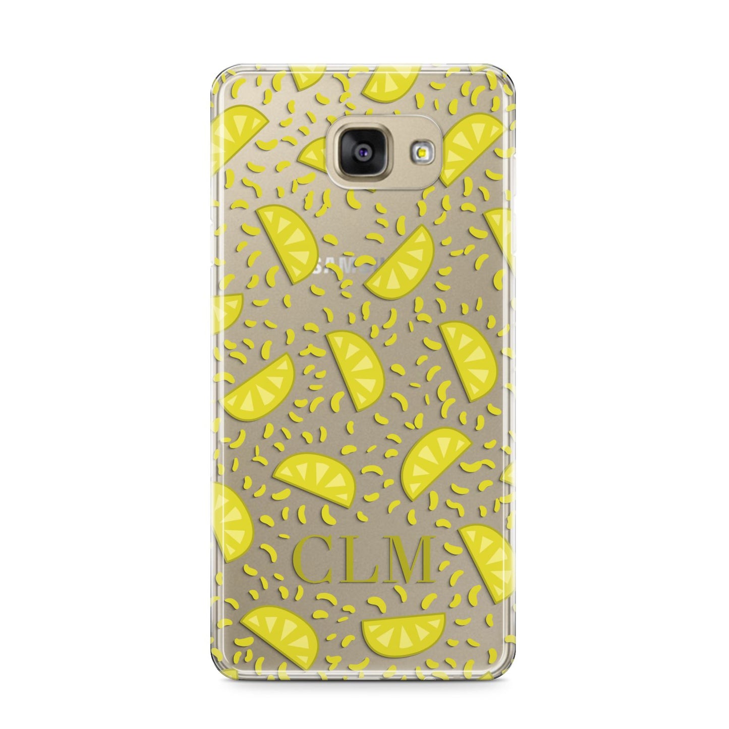 Personalised Lemons Initials Clear Samsung Galaxy A9 2016 Case on gold phone