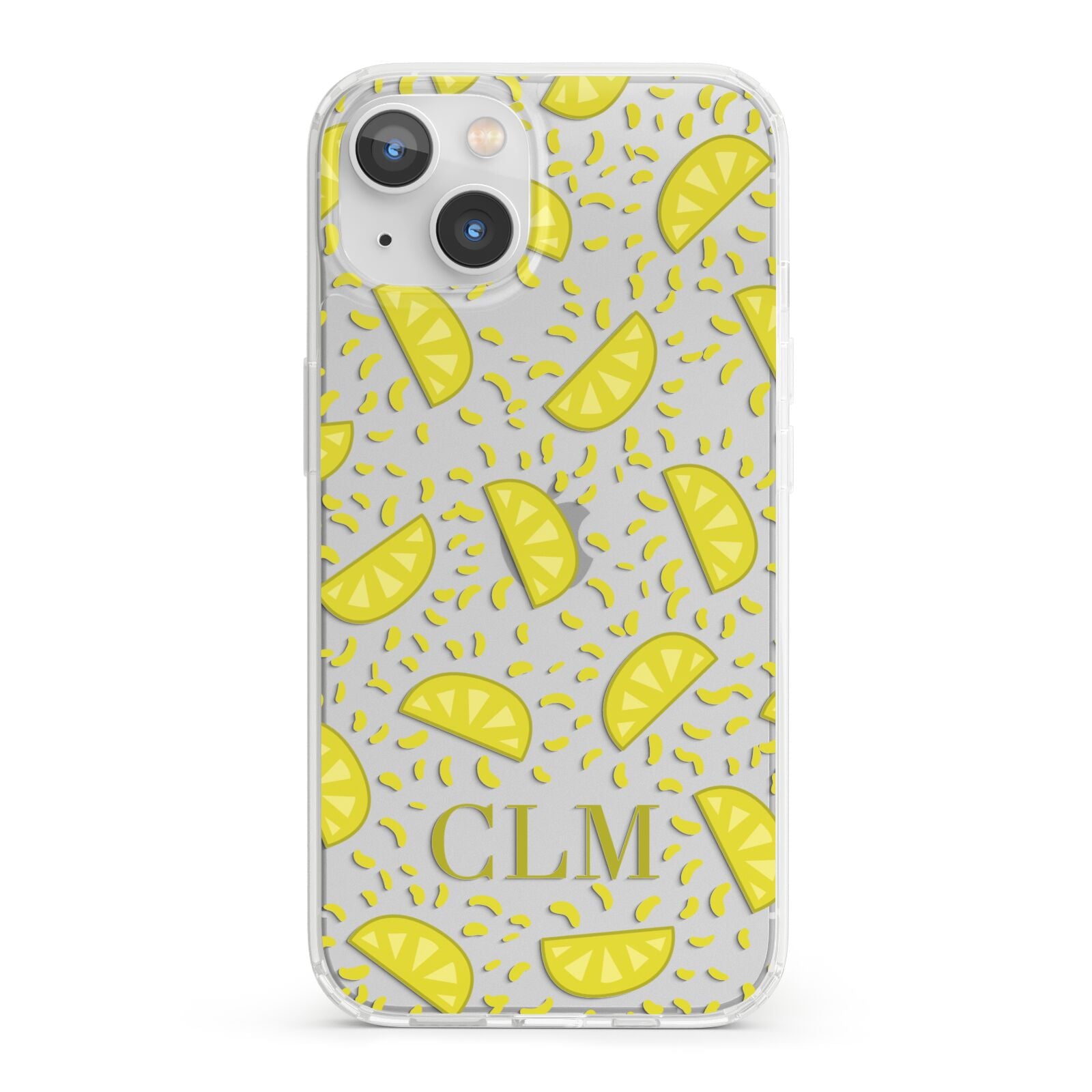 Personalised Lemons Initials Clear iPhone 13 Clear Bumper Case