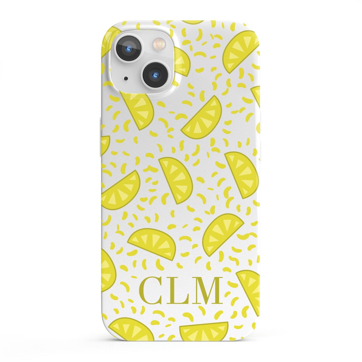 Personalised Lemons Initials Clear iPhone 13 Full Wrap 3D Snap Case