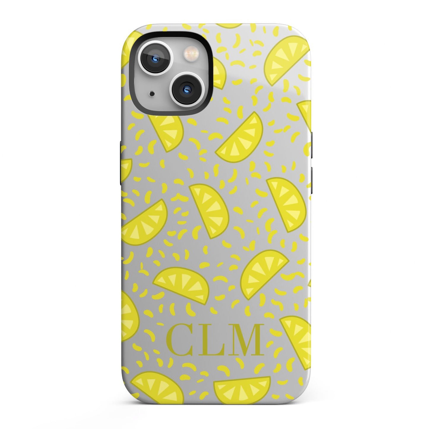 Personalised Lemons Initials Clear iPhone 13 Full Wrap 3D Tough Case