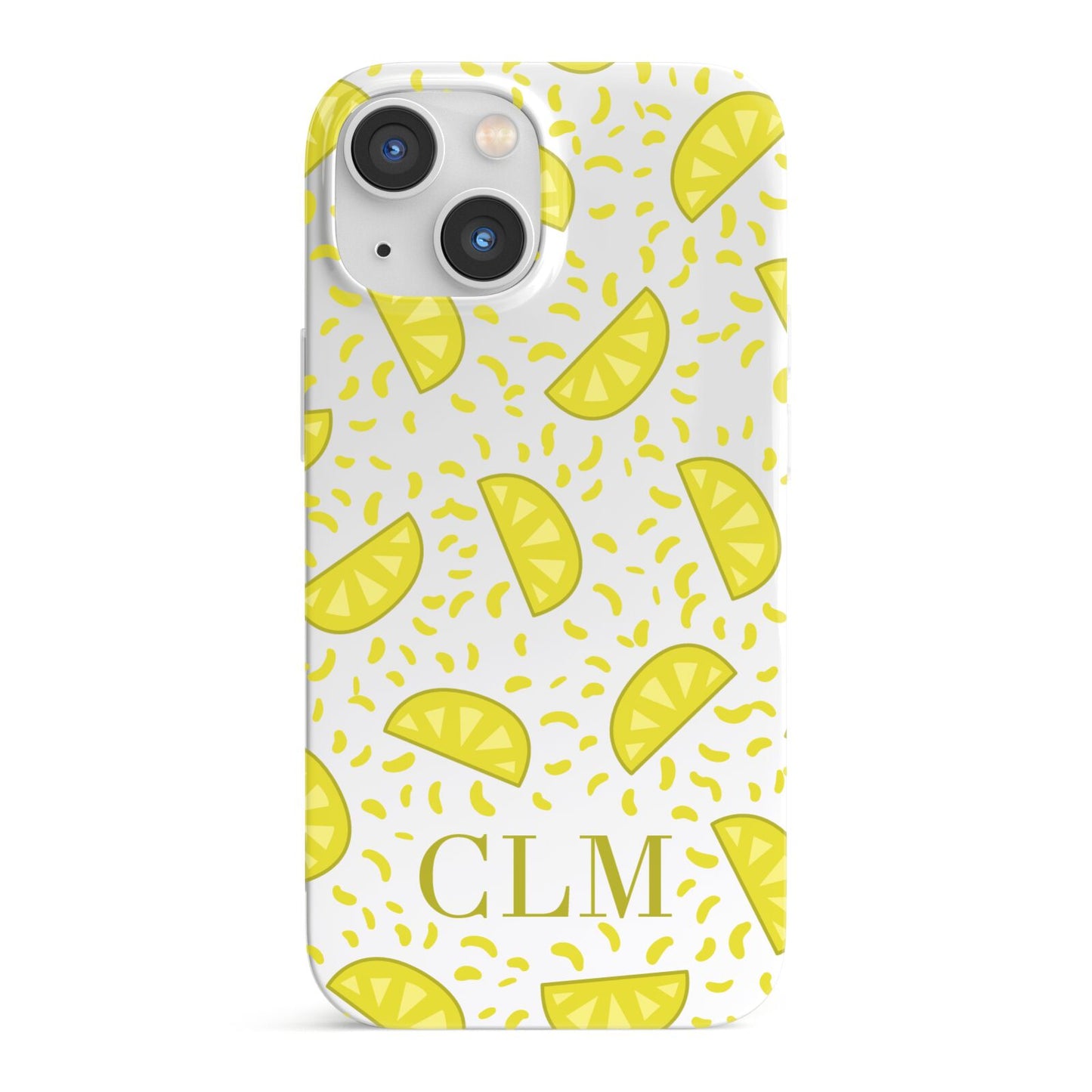 Personalised Lemons Initials Clear iPhone 13 Mini Full Wrap 3D Snap Case