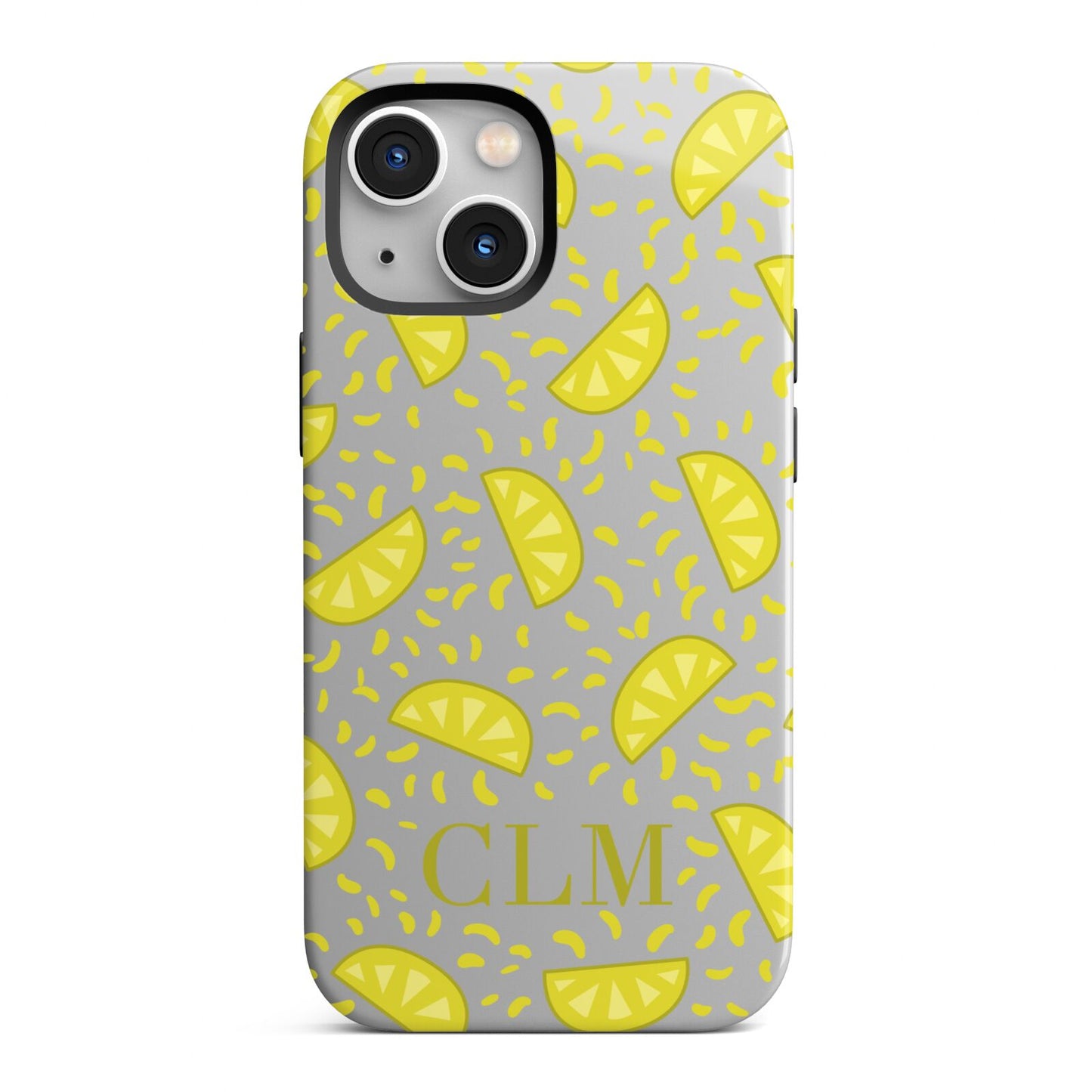 Personalised Lemons Initials Clear iPhone 13 Mini Full Wrap 3D Tough Case