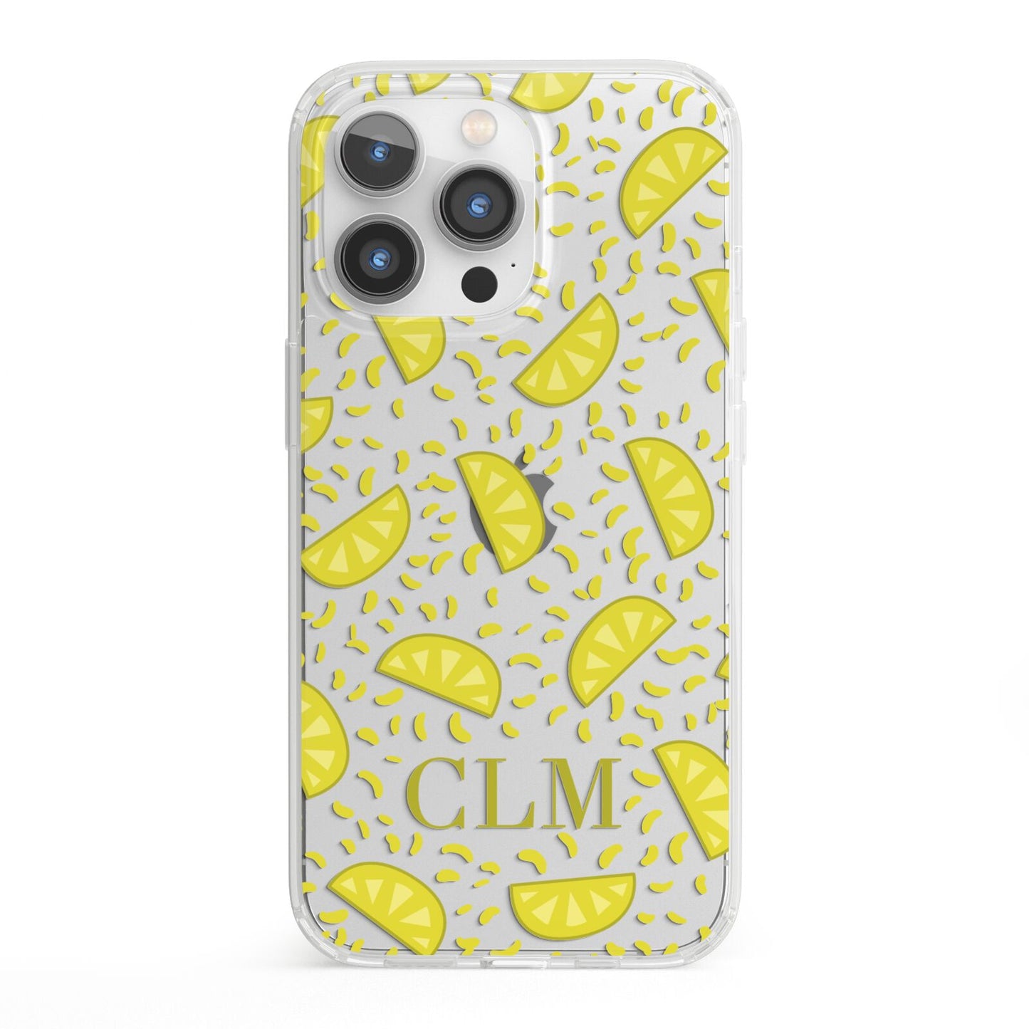 Personalised Lemons Initials Clear iPhone 13 Pro Clear Bumper Case