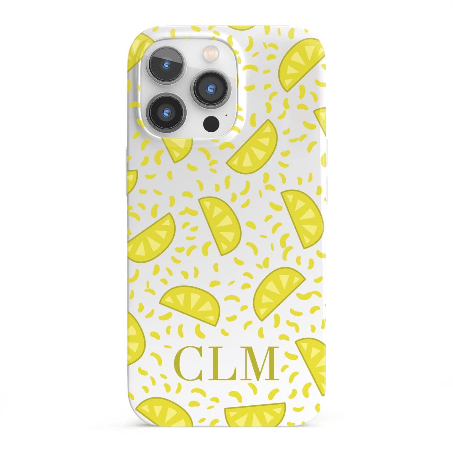 Personalised Lemons Initials Clear iPhone 13 Pro Full Wrap 3D Snap Case