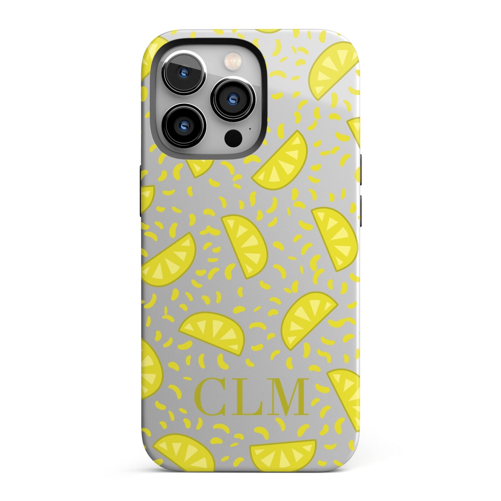 Personalised Lemons Initials Clear iPhone 13 Pro Full Wrap 3D Tough Case