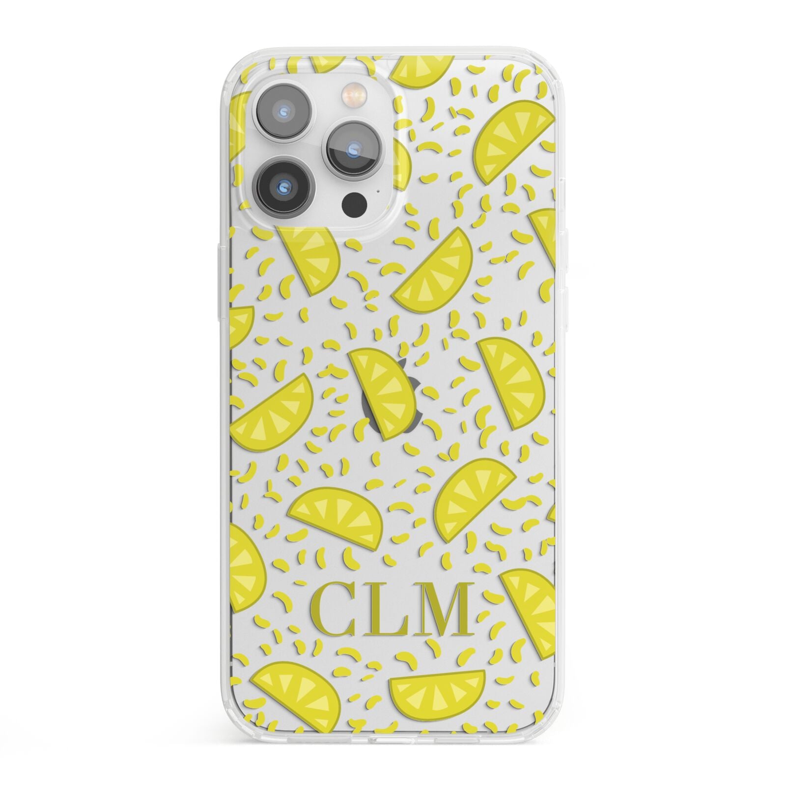 Personalised Lemons Initials Clear iPhone 13 Pro Max Clear Bumper Case