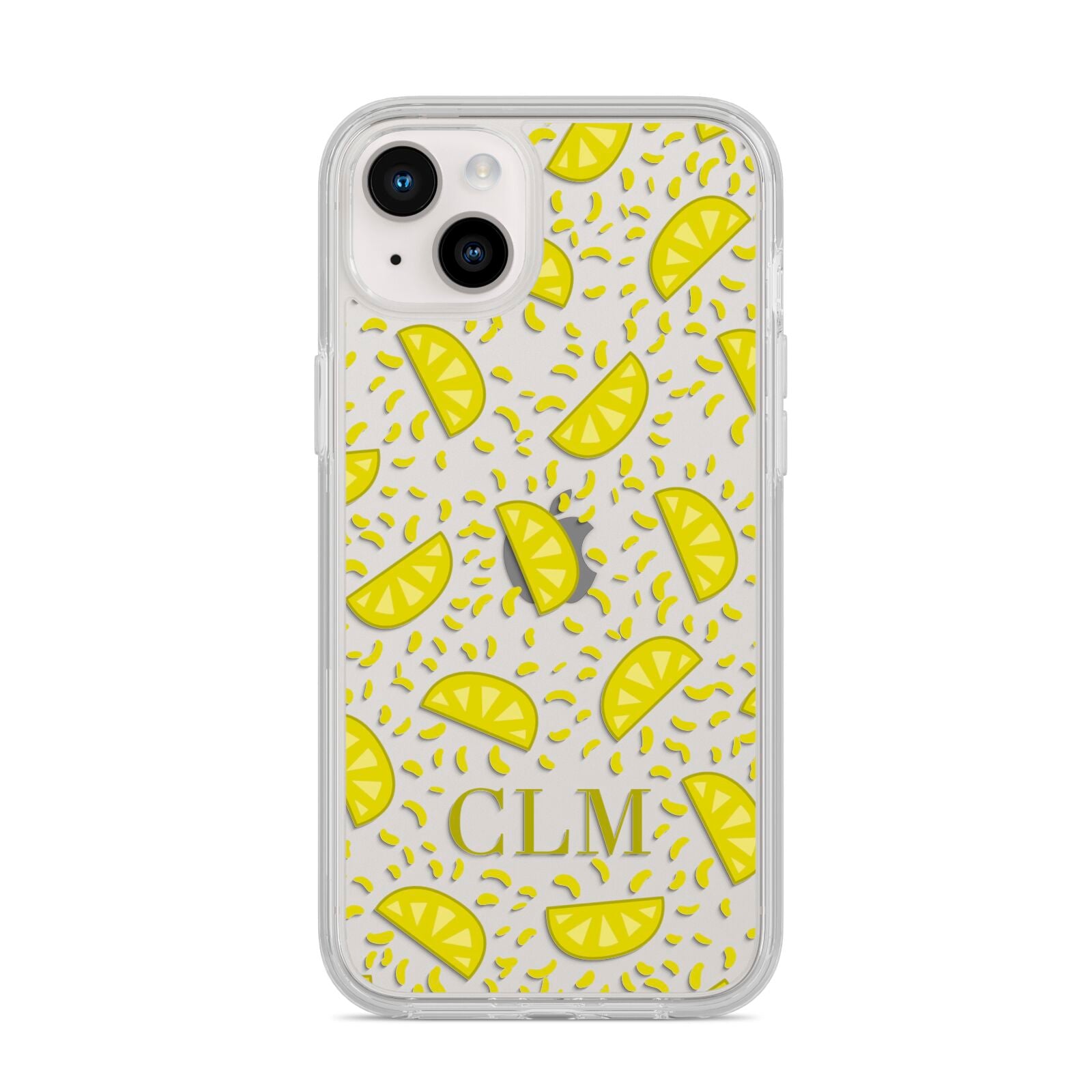 Personalised Lemons Initials Clear iPhone 14 Plus Clear Tough Case Starlight