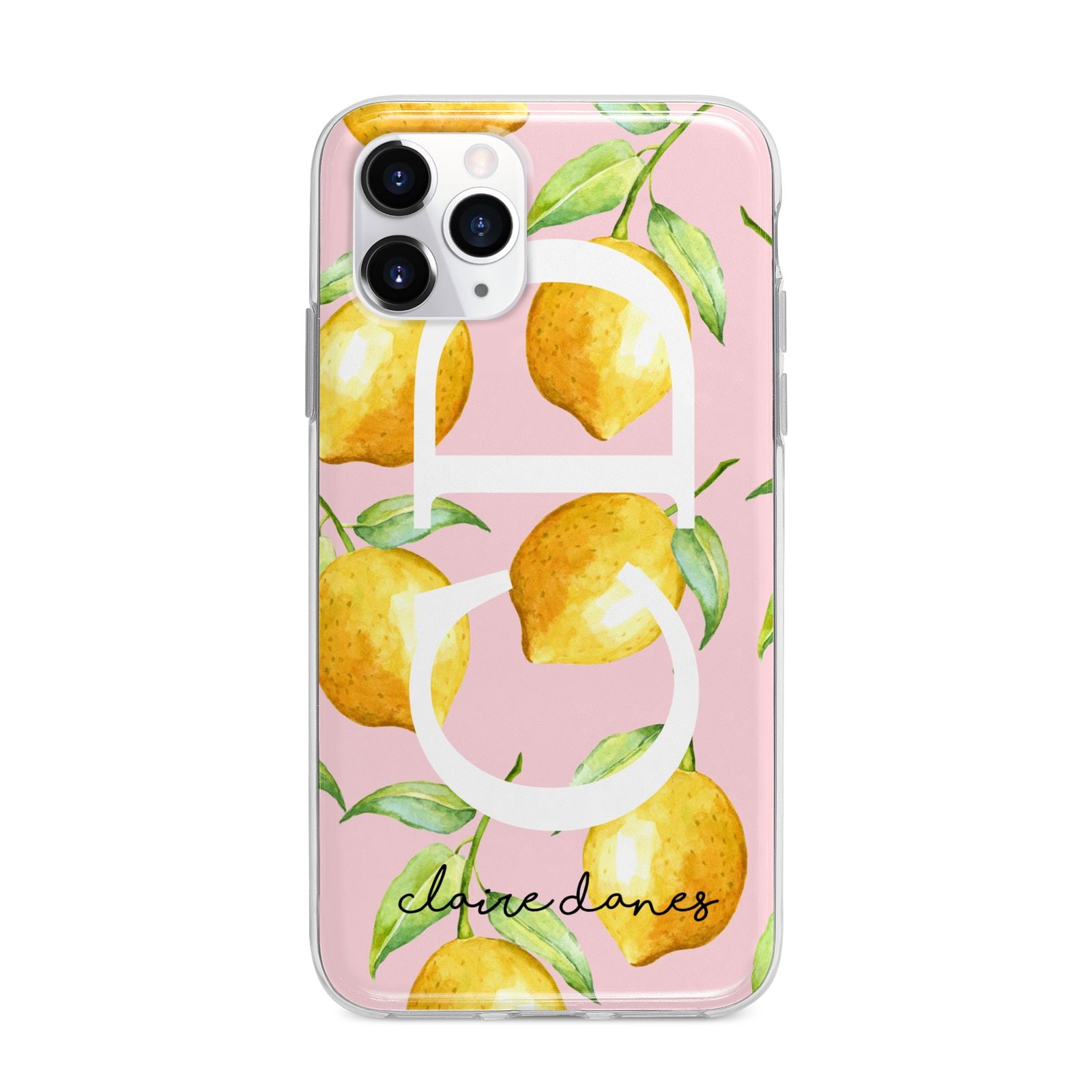 Personalised Lemons Pink Apple iPhone 11 Pro in Silver with Bumper Case