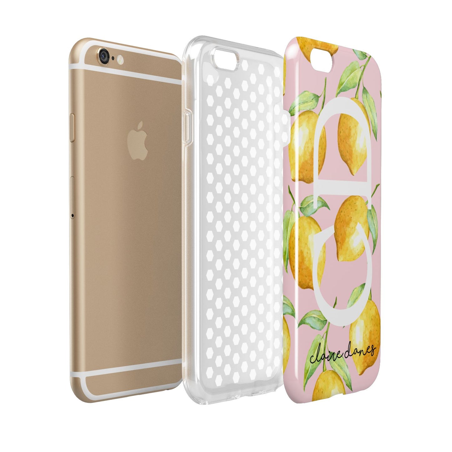 Personalised Lemons Pink Apple iPhone 6 3D Tough Case Expanded view