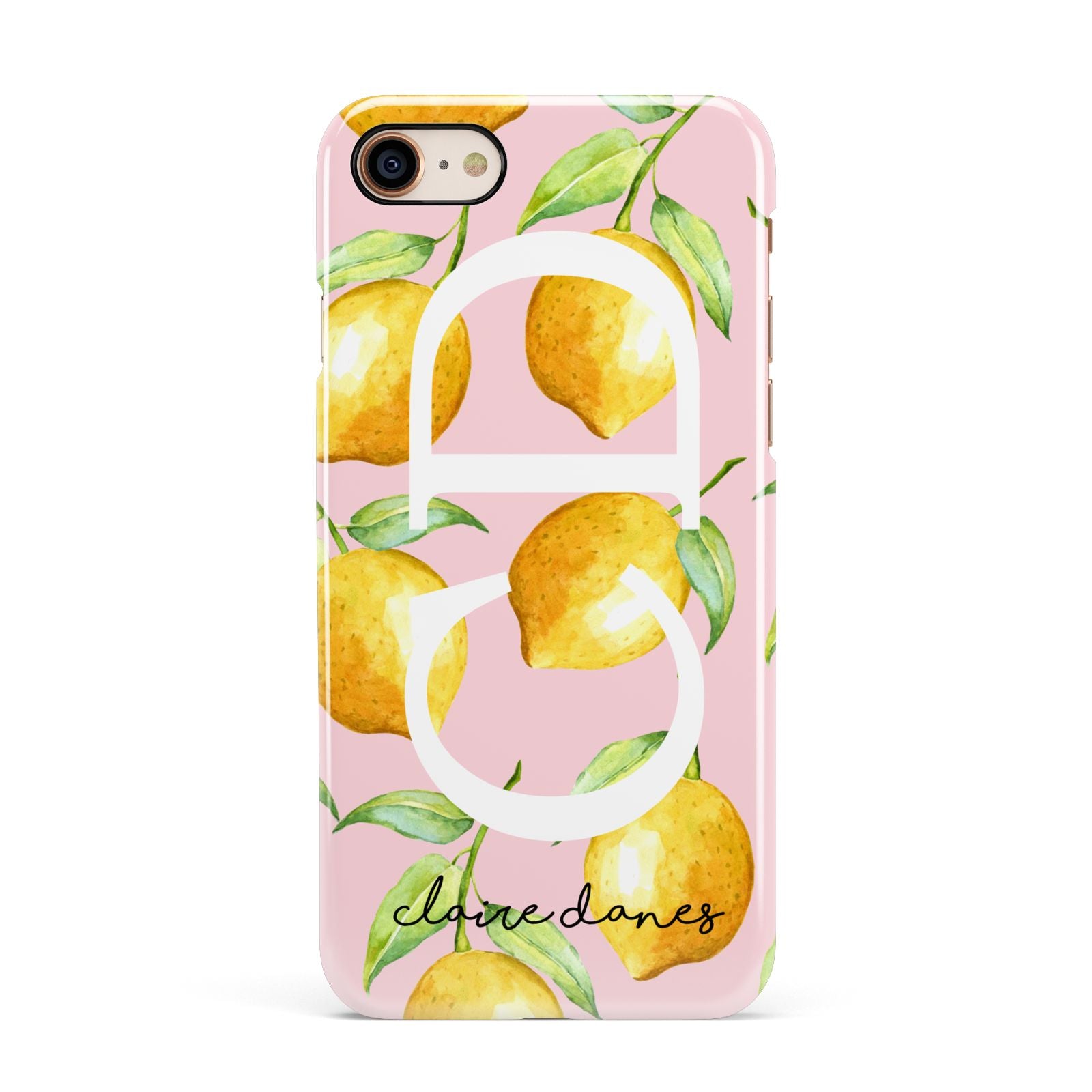 Personalised Lemons Pink Apple iPhone 7 8 3D Snap Case