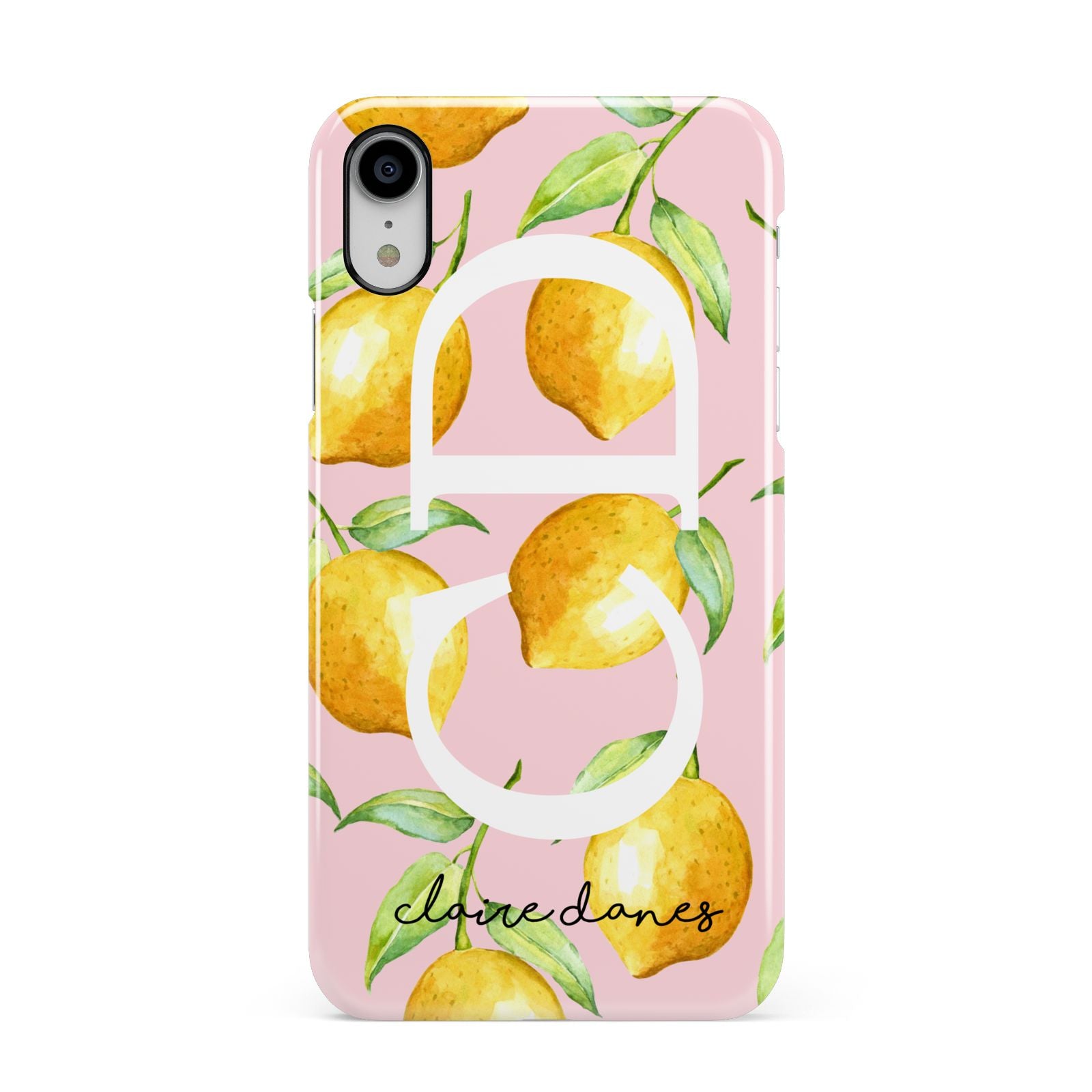 Personalised Lemons Pink Apple iPhone XR White 3D Snap Case