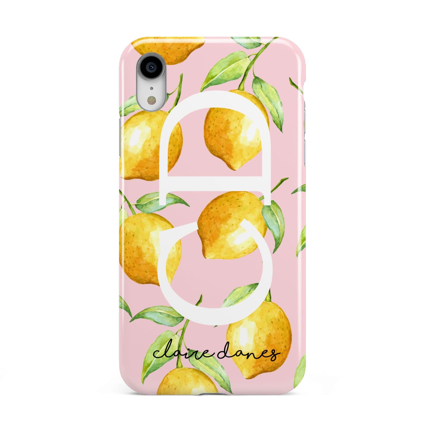 Personalised Lemons Pink Apple iPhone XR White 3D Tough Case