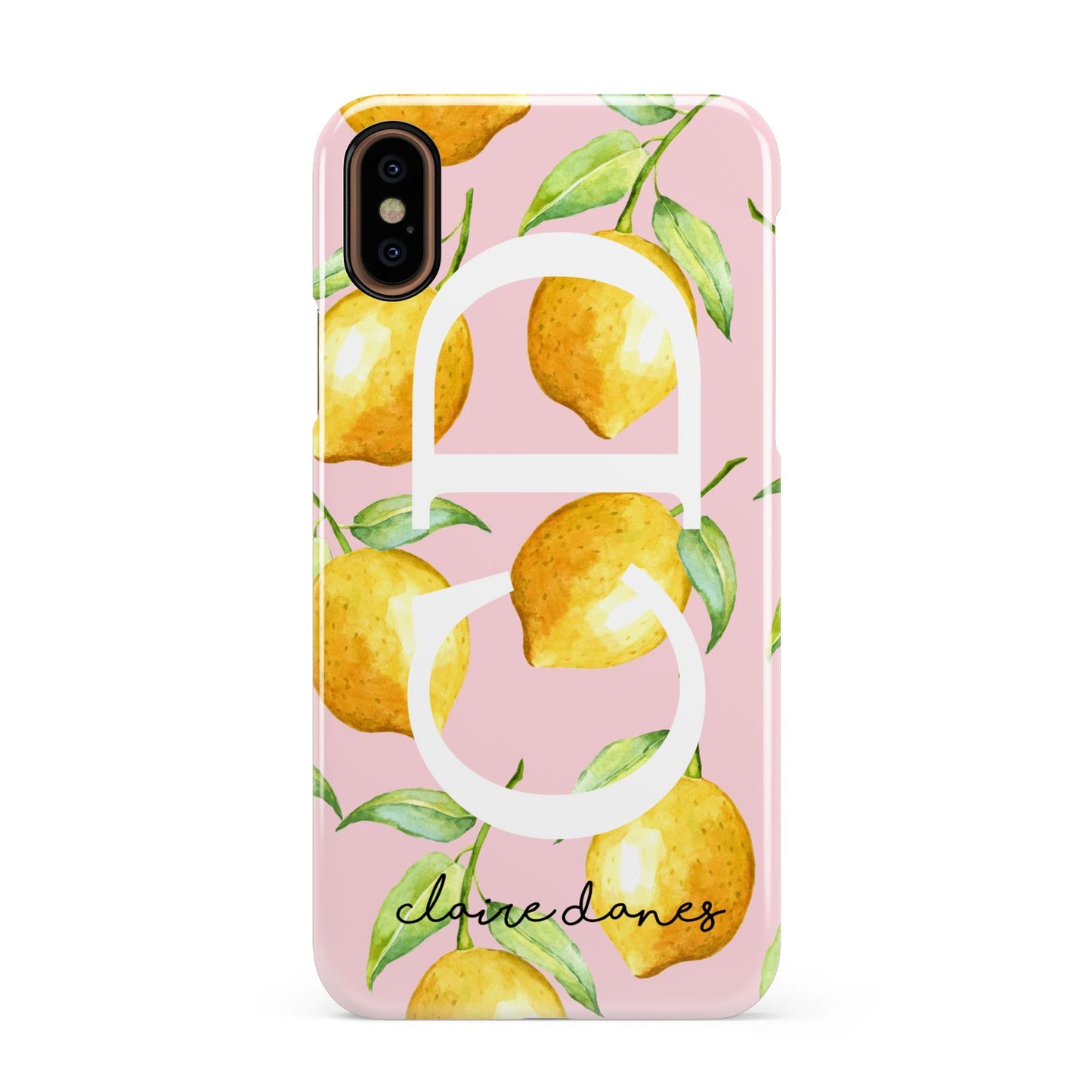 Personalised Lemons Pink Apple iPhone XS 3D Snap Case