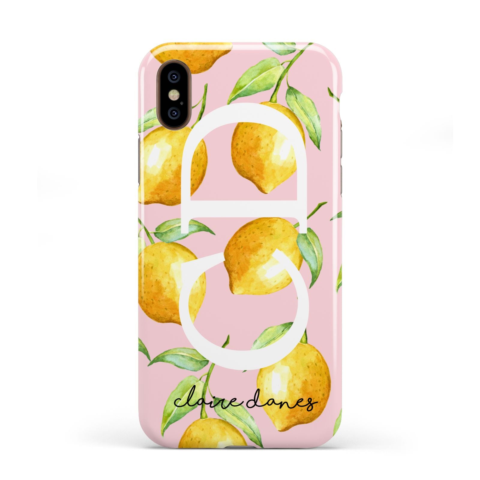 Personalised Lemons Pink Apple iPhone XS 3D Tough