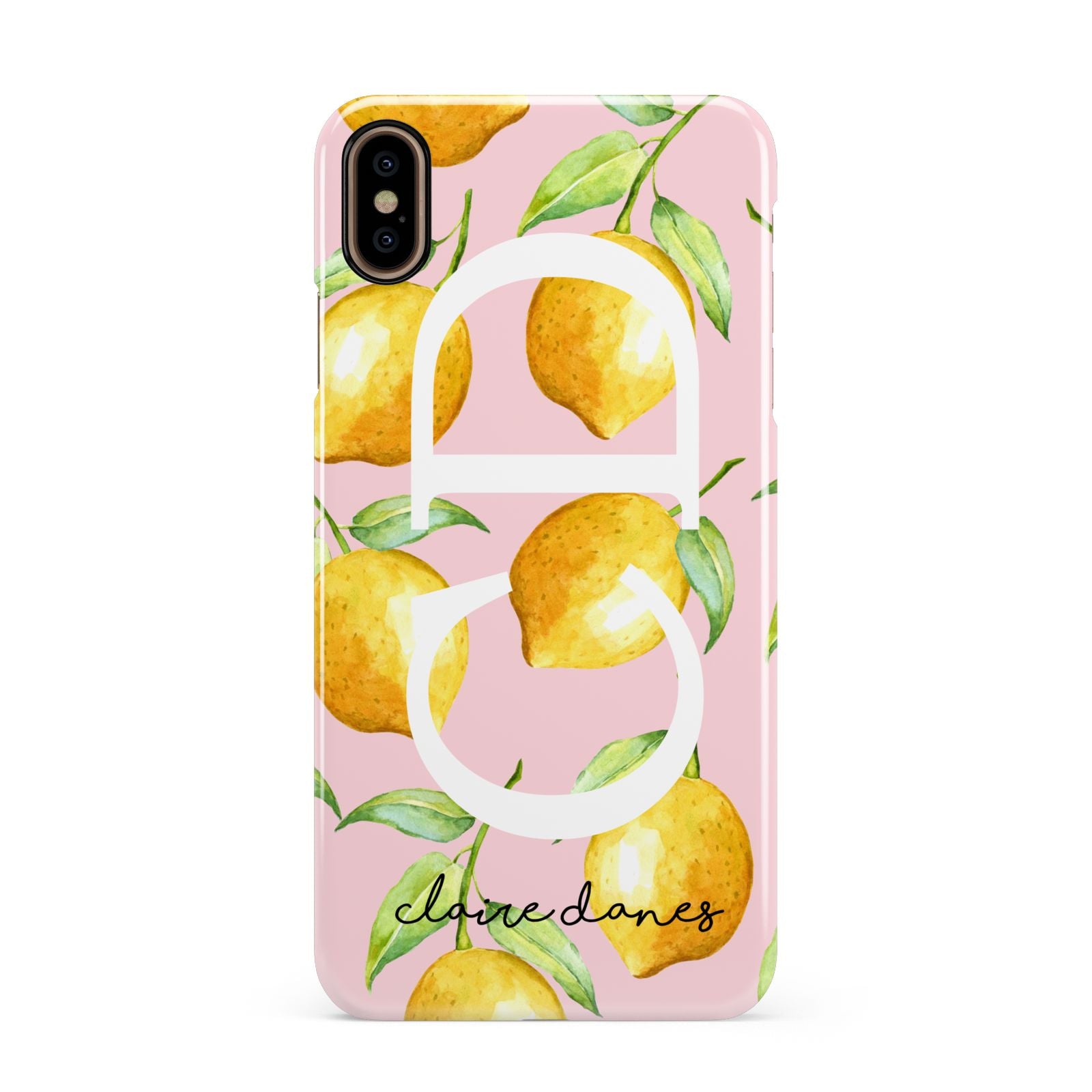 Personalised Lemons Pink Apple iPhone Xs Max 3D Snap Case