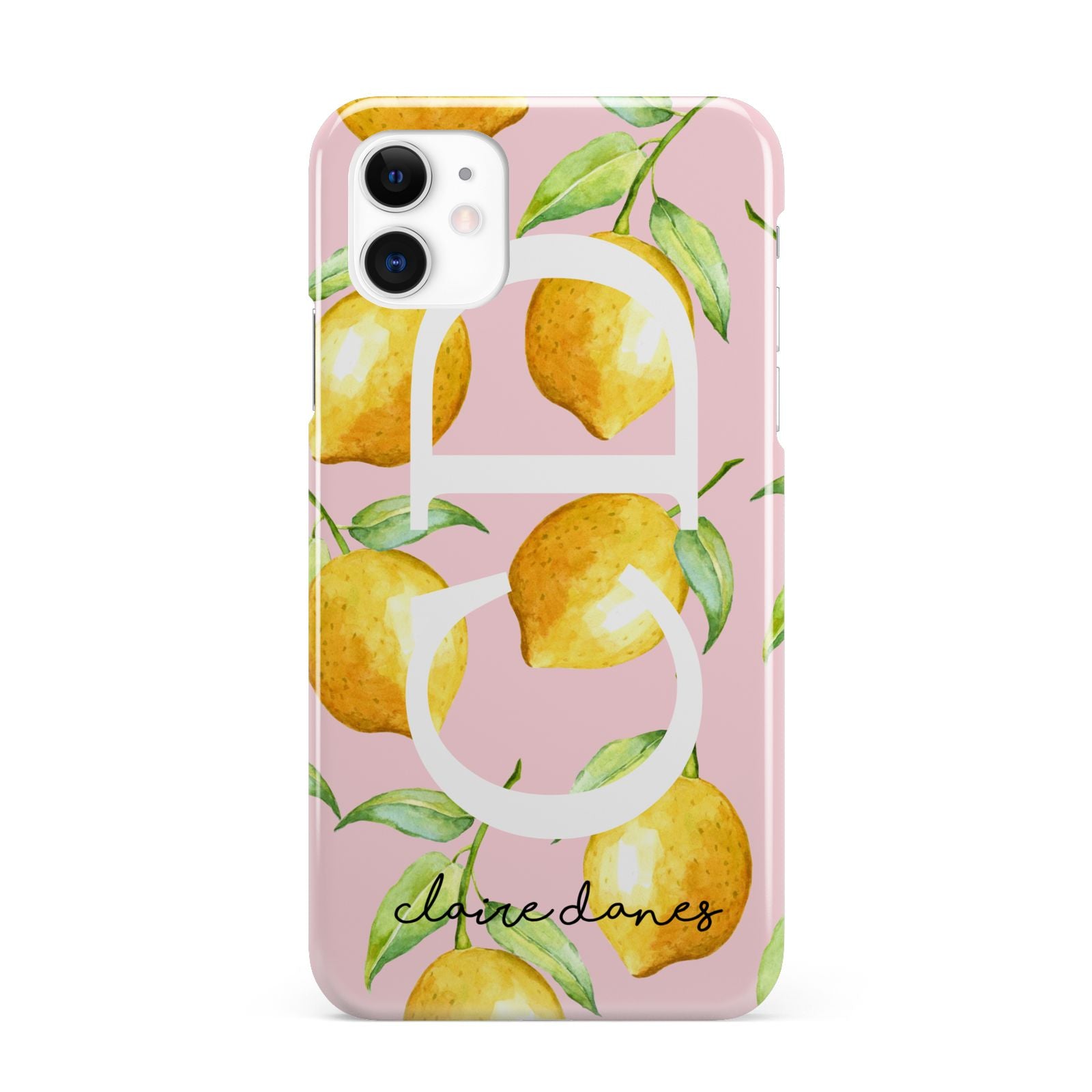 Personalised Lemons Pink iPhone 11 3D Snap Case