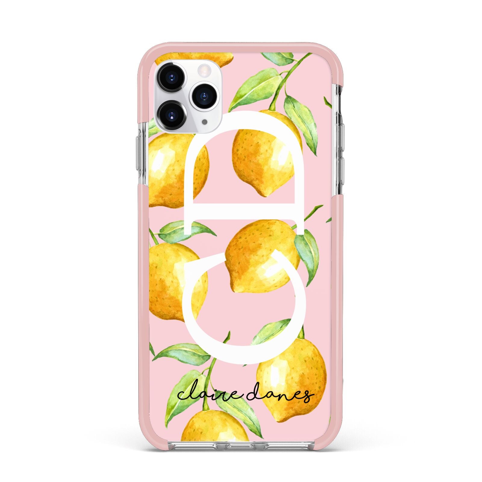 Personalised Lemons Pink iPhone 11 Pro Max Impact Pink Edge Case