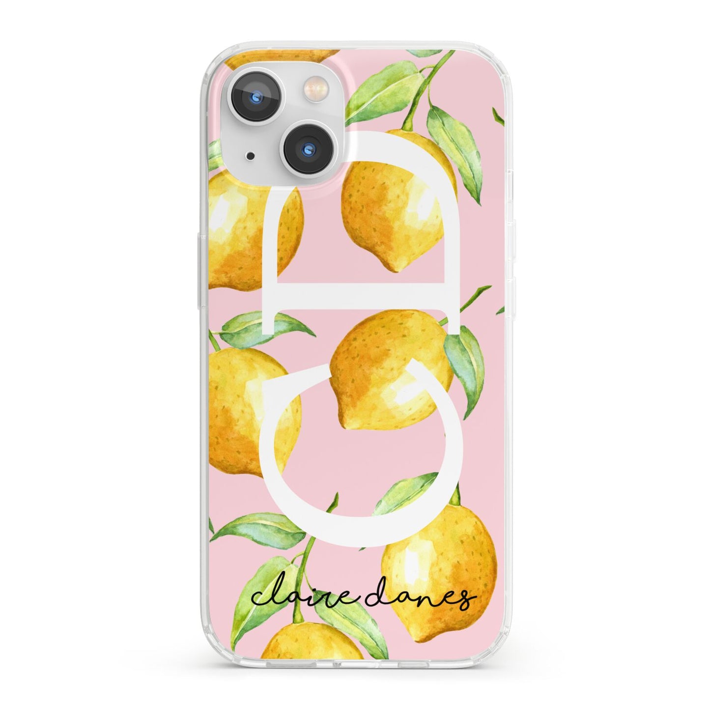 Personalised Lemons Pink iPhone 13 Clear Bumper Case