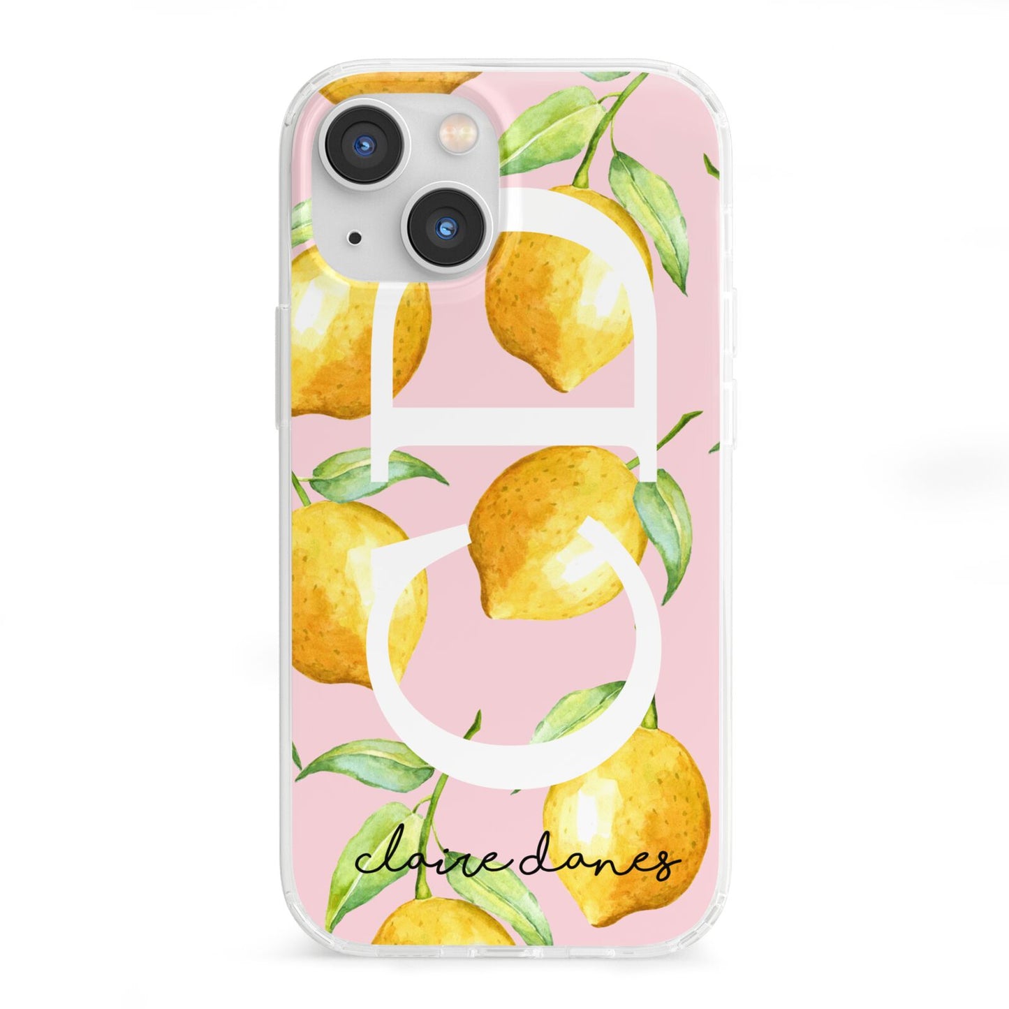 Personalised Lemons Pink iPhone 13 Mini Clear Bumper Case