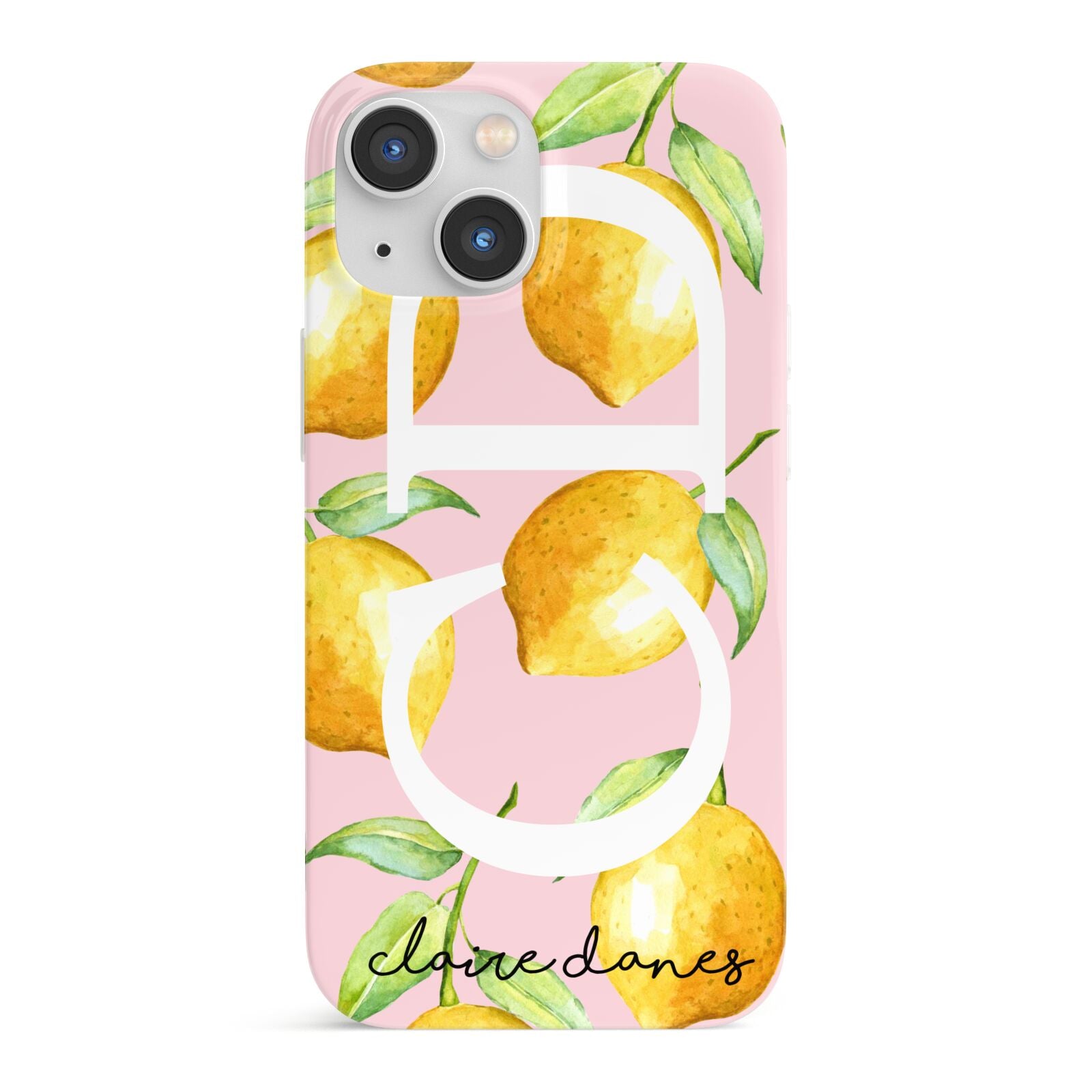 Personalised Lemons Pink iPhone 13 Mini Full Wrap 3D Snap Case