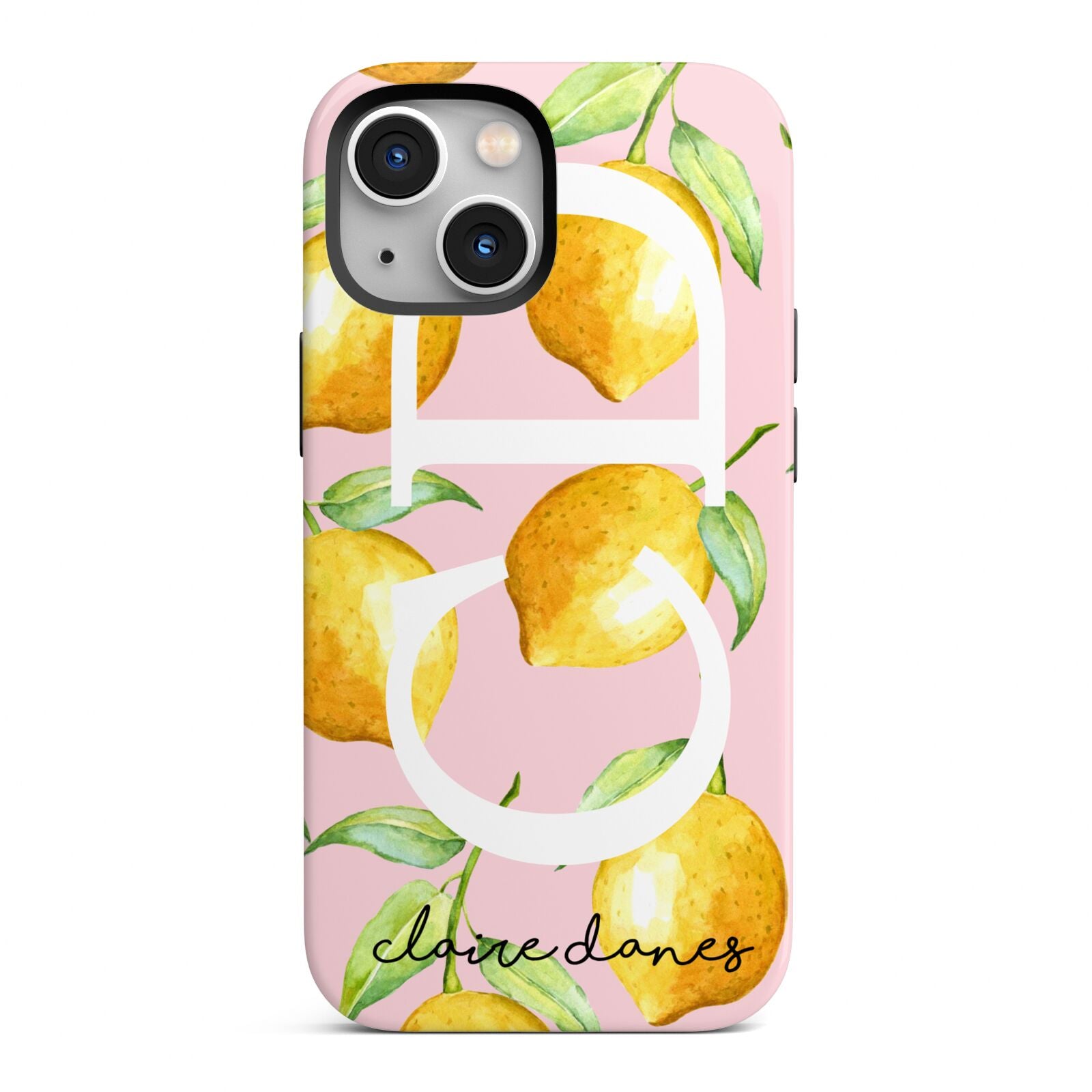 Personalised Lemons Pink iPhone 13 Mini Full Wrap 3D Tough Case