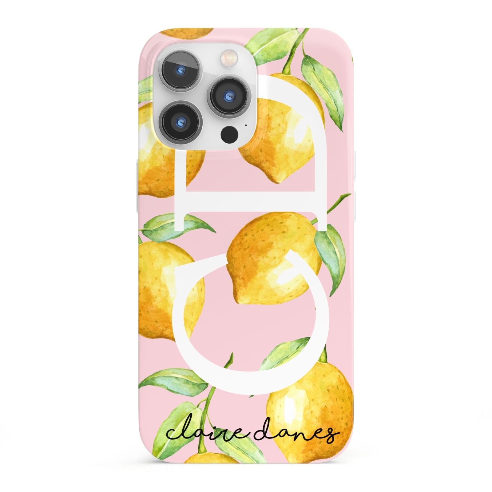 Personalised Lemons Pink iPhone 13 Pro Full Wrap 3D Snap Case