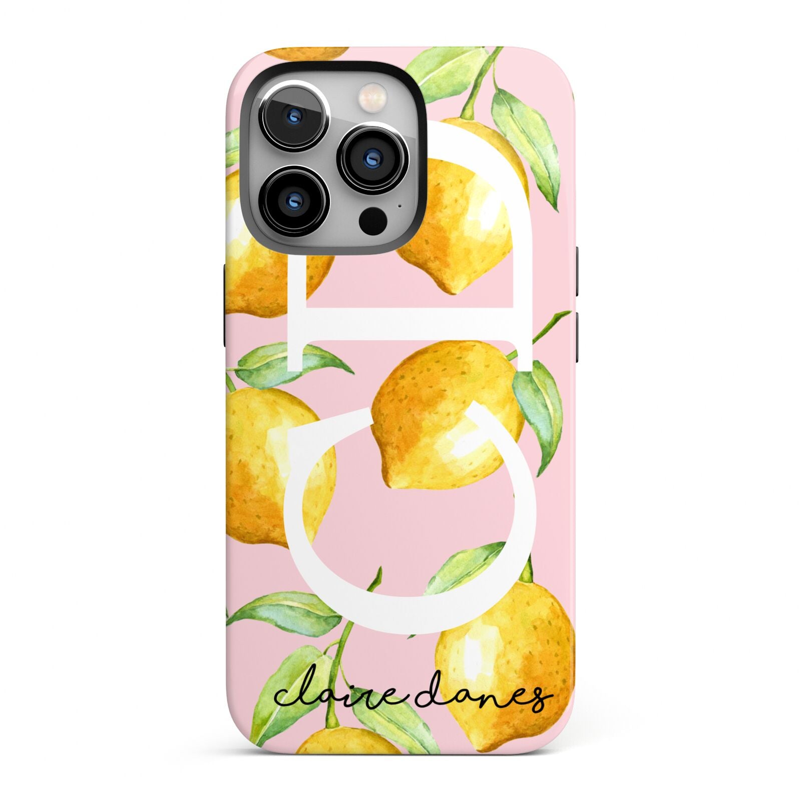 Personalised Lemons Pink iPhone 13 Pro Full Wrap 3D Tough Case