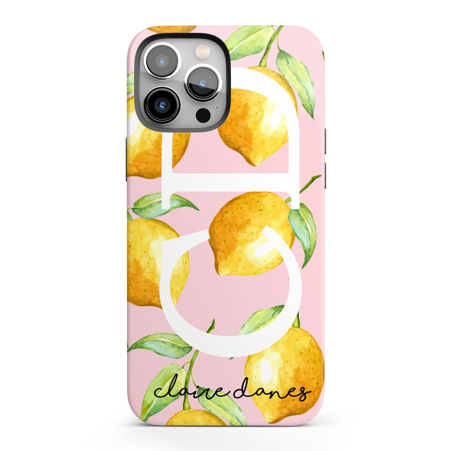 Personalised Lemons Pink iPhone 13 Pro Max Full Wrap 3D Tough Case