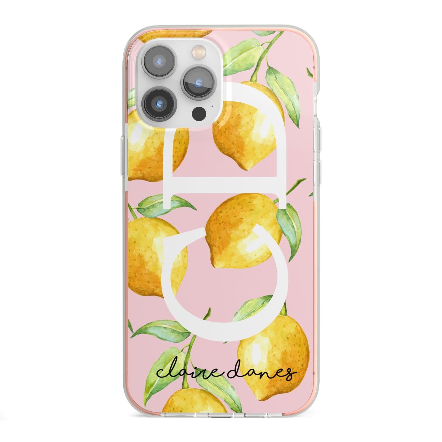 Personalised Lemons Pink iPhone 13 Pro Max TPU Impact Case with Pink Edges