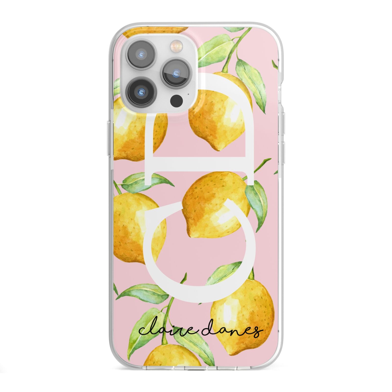 Personalised Lemons Pink iPhone 13 Pro Max TPU Impact Case with White Edges