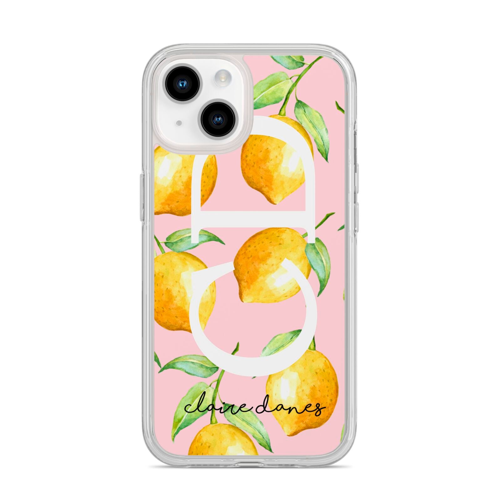 Personalised Lemons Pink iPhone 14 Clear Tough Case Starlight