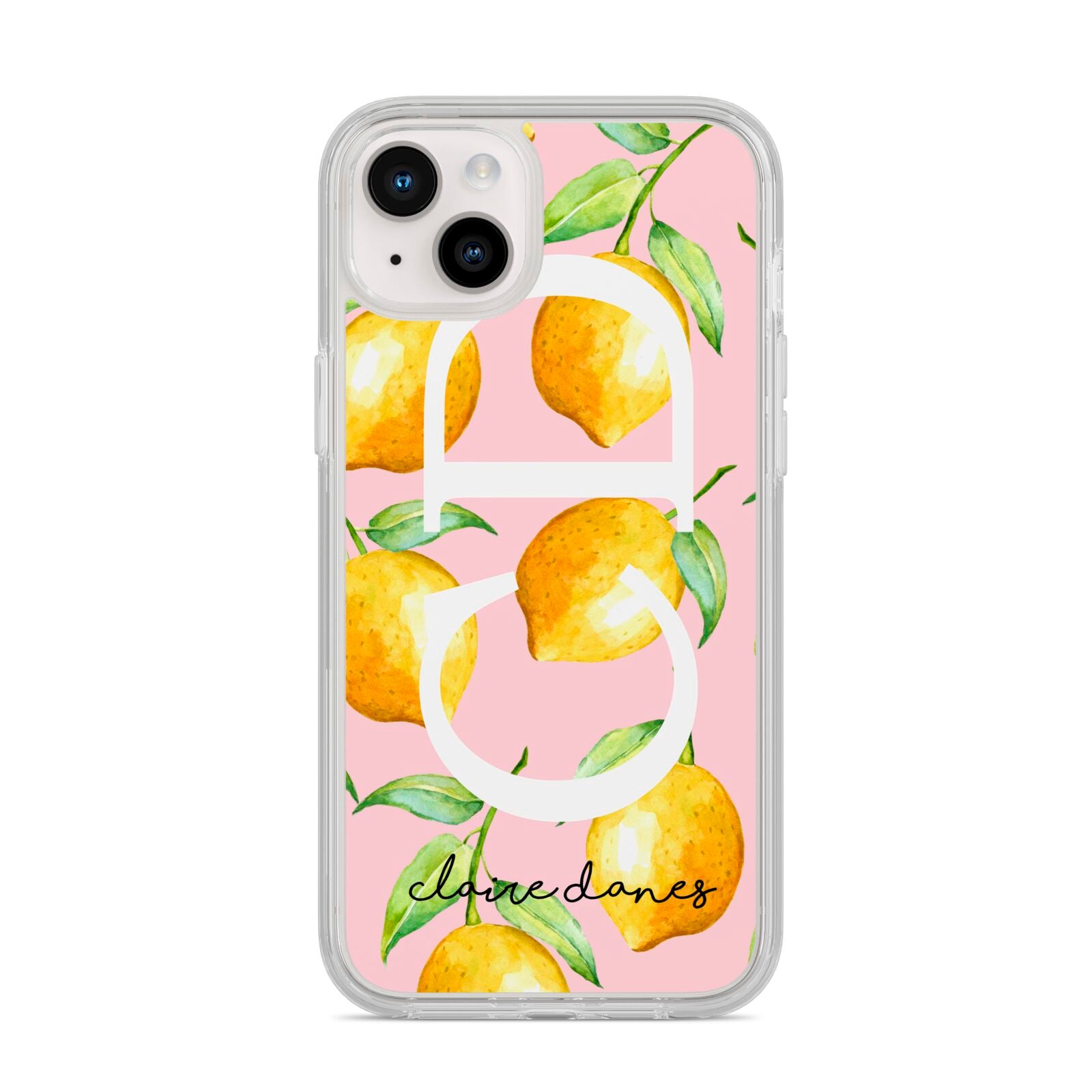 Personalised Lemons Pink iPhone 14 Plus Clear Tough Case Starlight