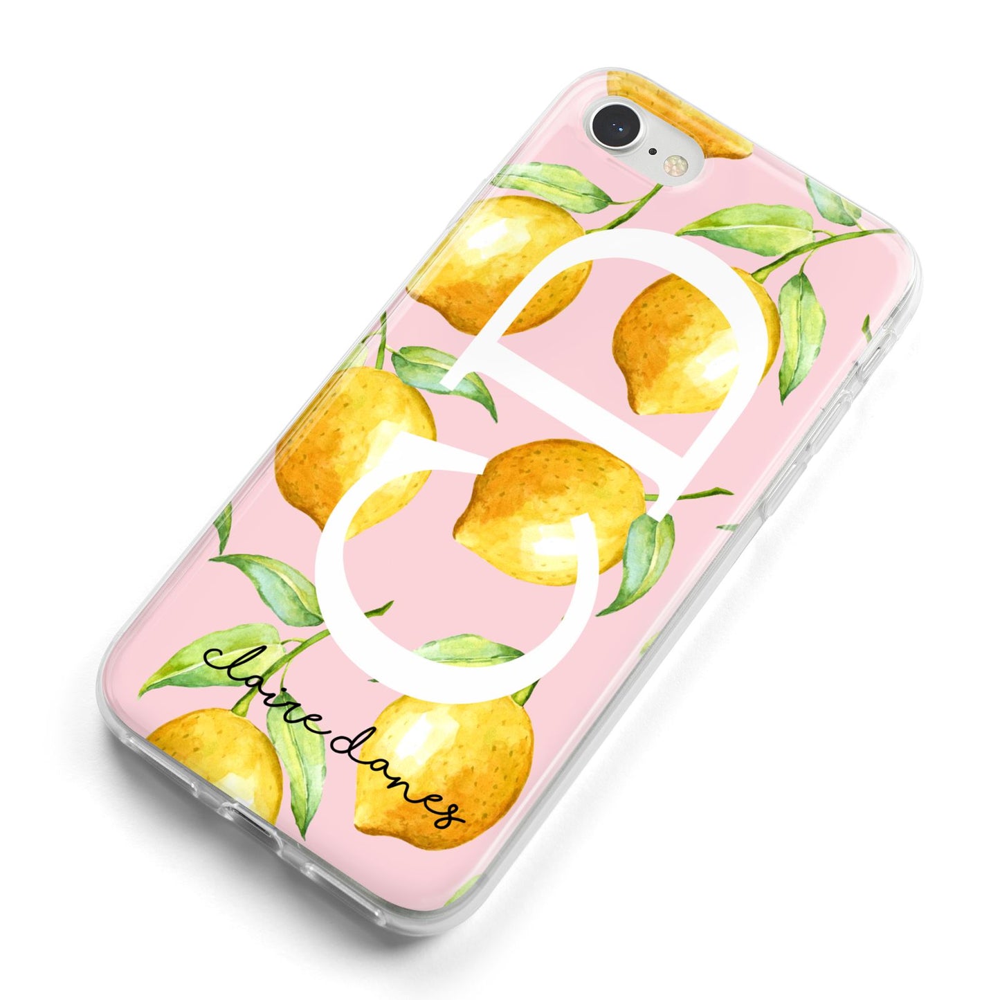 Personalised Lemons Pink iPhone 8 Bumper Case on Silver iPhone Alternative Image