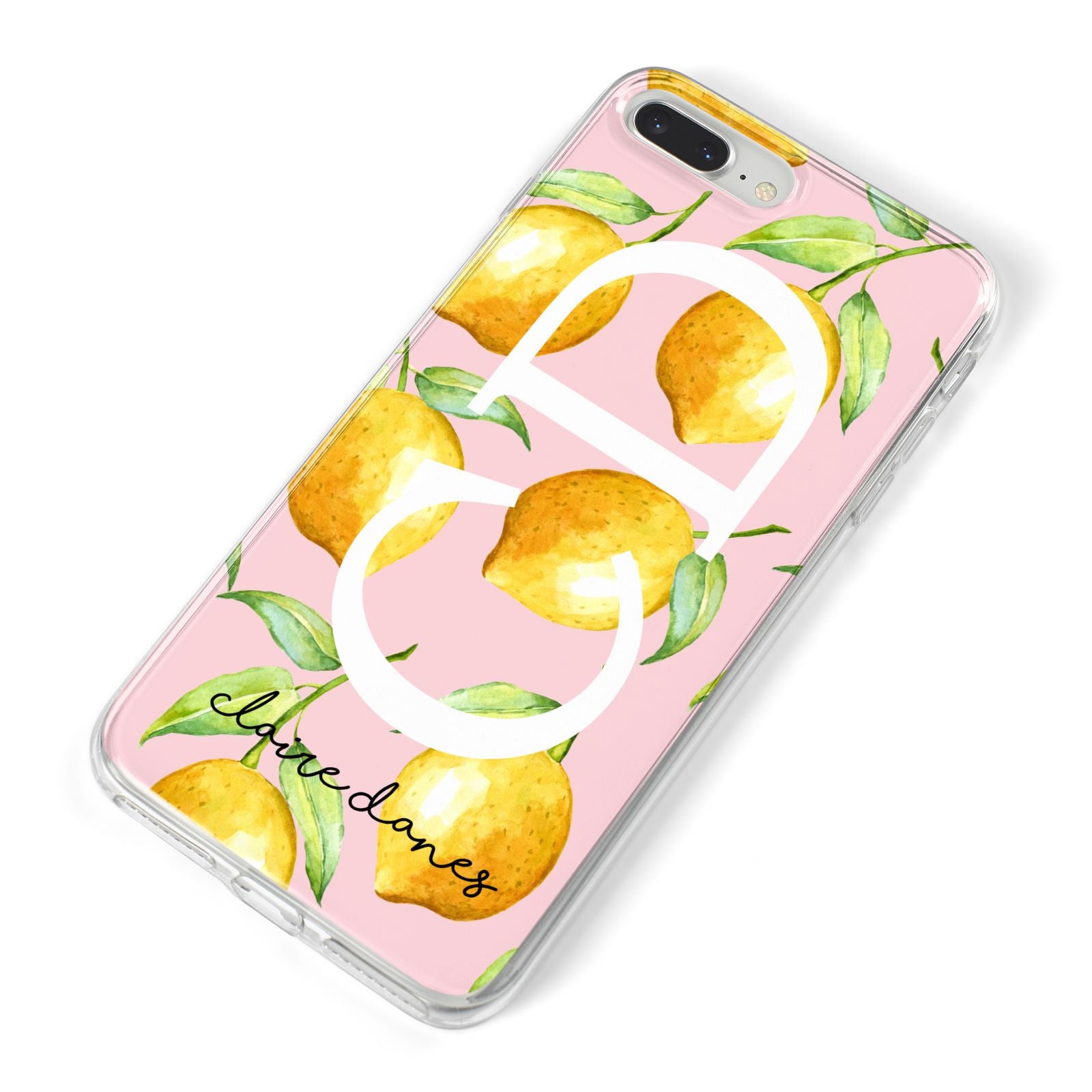 Personalised Lemons Pink iPhone 8 Plus Bumper Case on Silver iPhone Alternative Image