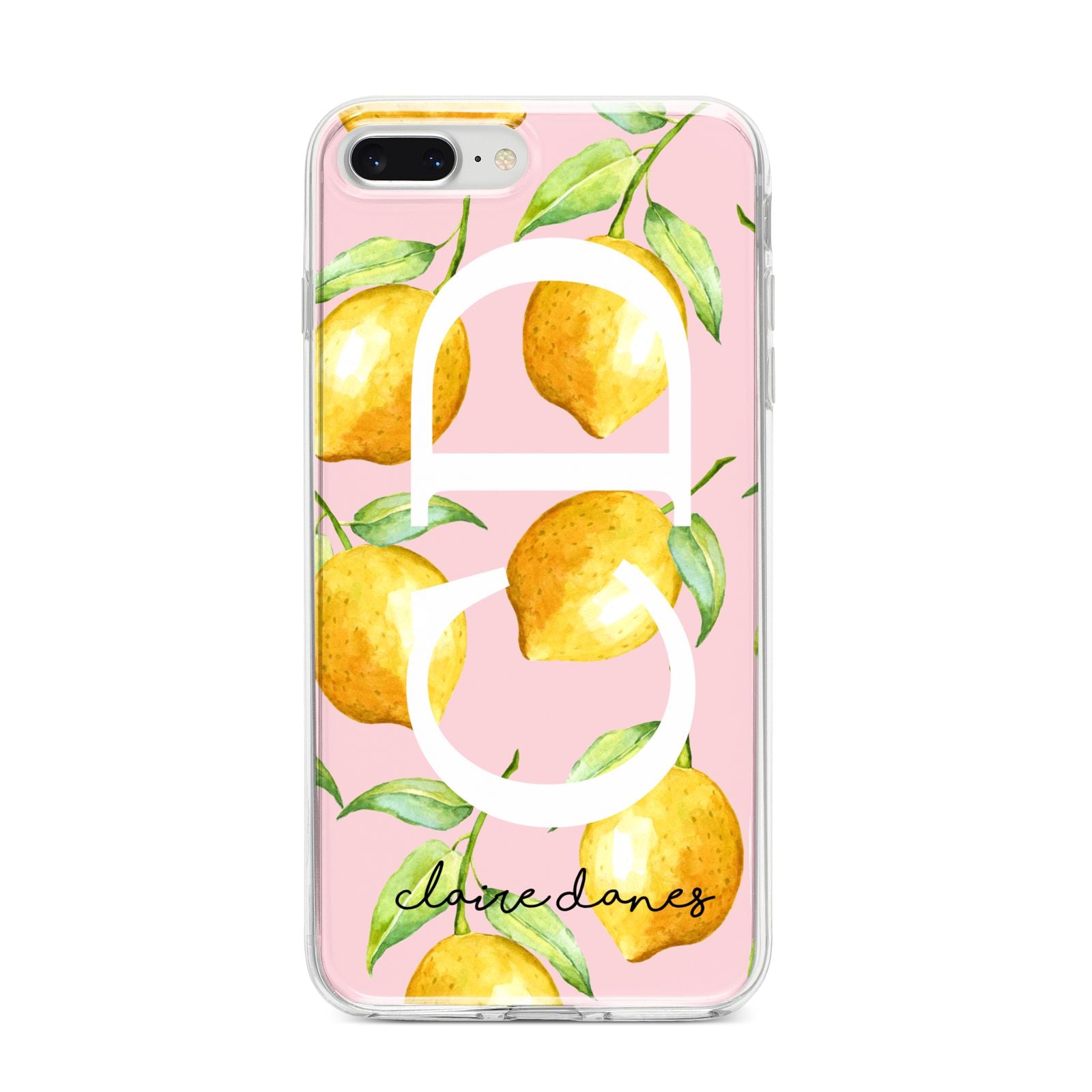 Personalised Lemons Pink iPhone 8 Plus Bumper Case on Silver iPhone