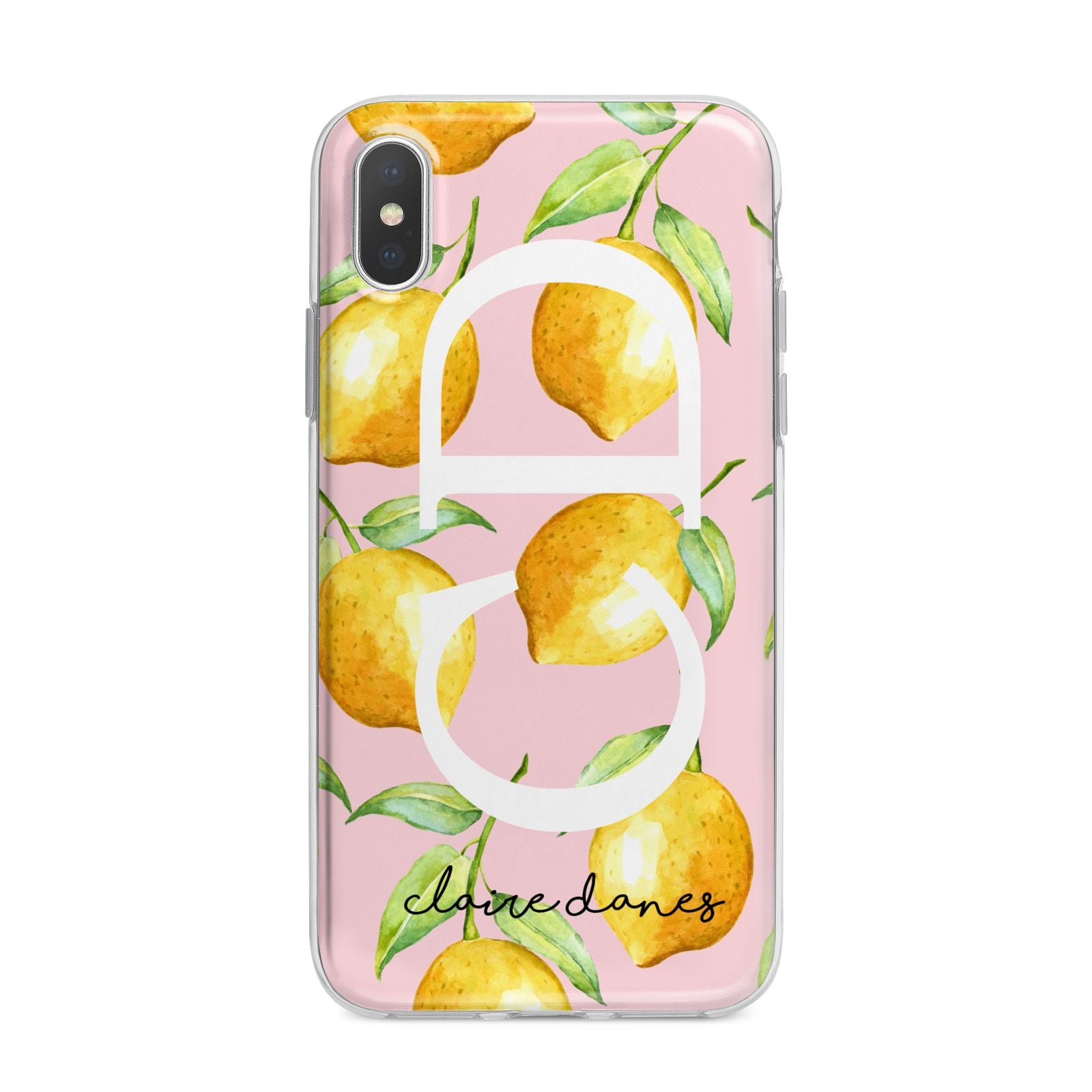 Personalised Lemons Pink iPhone X Bumper Case on Silver iPhone Alternative Image 1