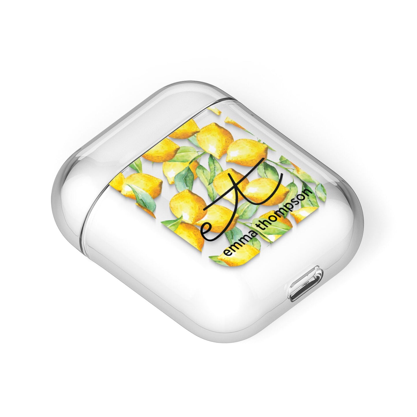 Personalised Lemons of Capri AirPods Case Laid Flat