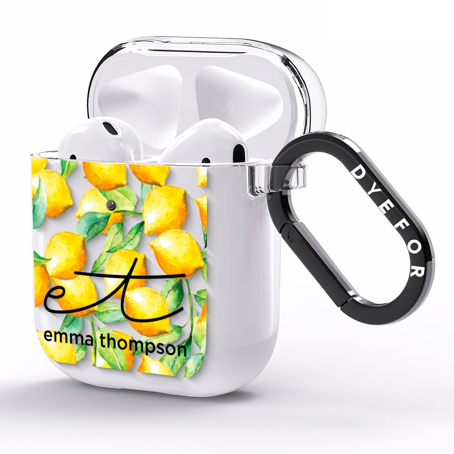 Personalised Lemons of Capri AirPods Clear Case Side Image